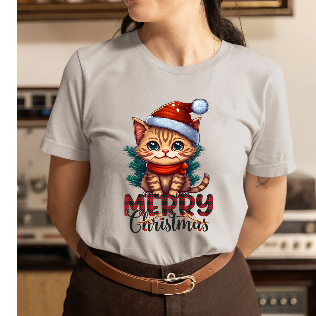 Merry Christmas With Cat - Unisex T-Shirt