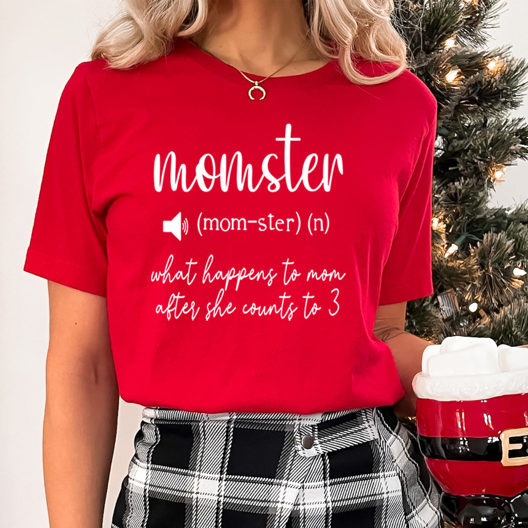 (Mom- ster) (n) what happens to mom after she counts to 3 - Unisex T-Shirt