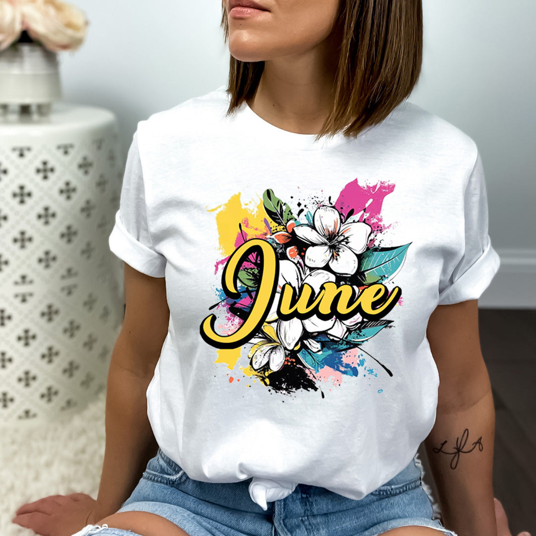 June With Colorful Flowers - Bella canvas