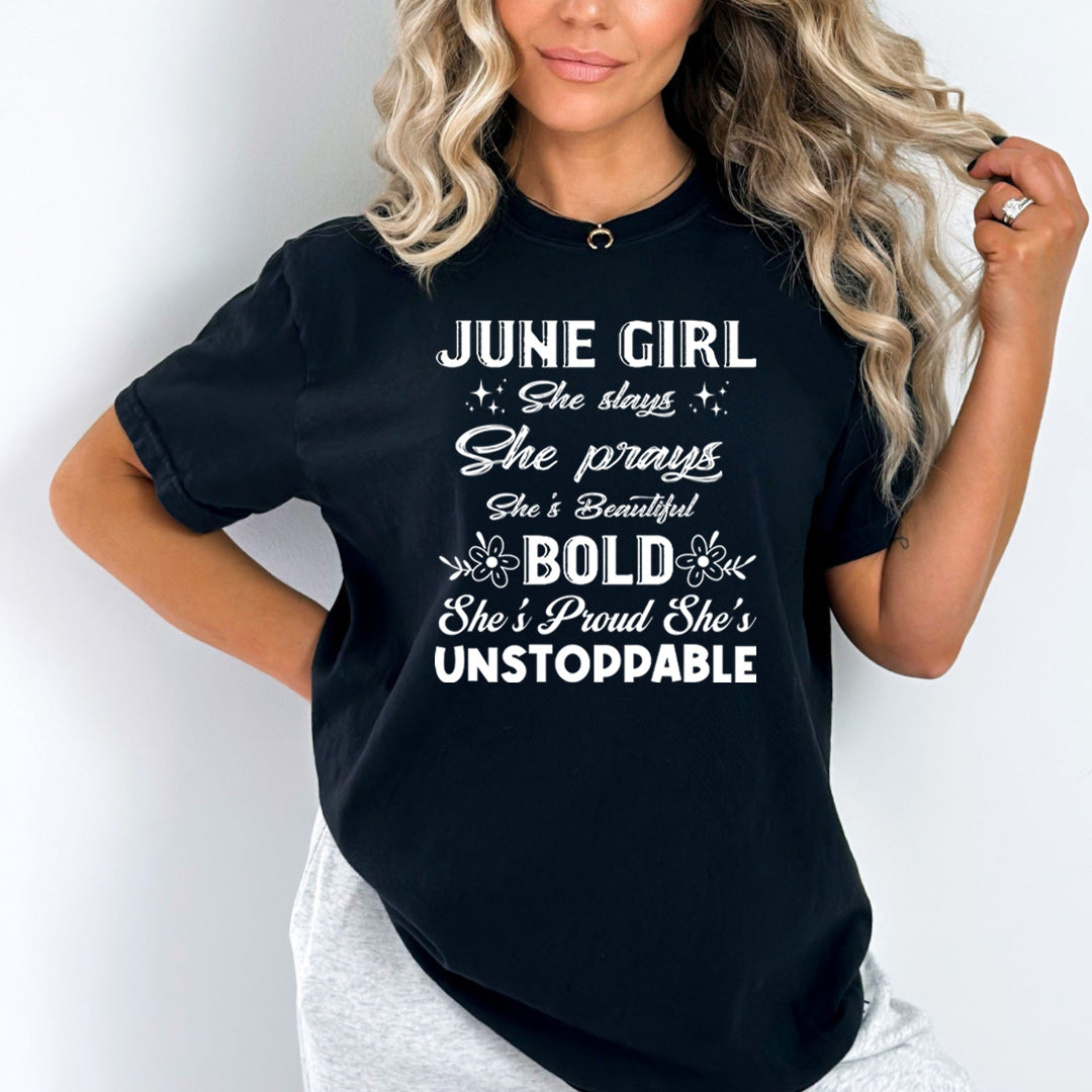 She's Proud She's Unstoppable June Girl - Bella Canvas