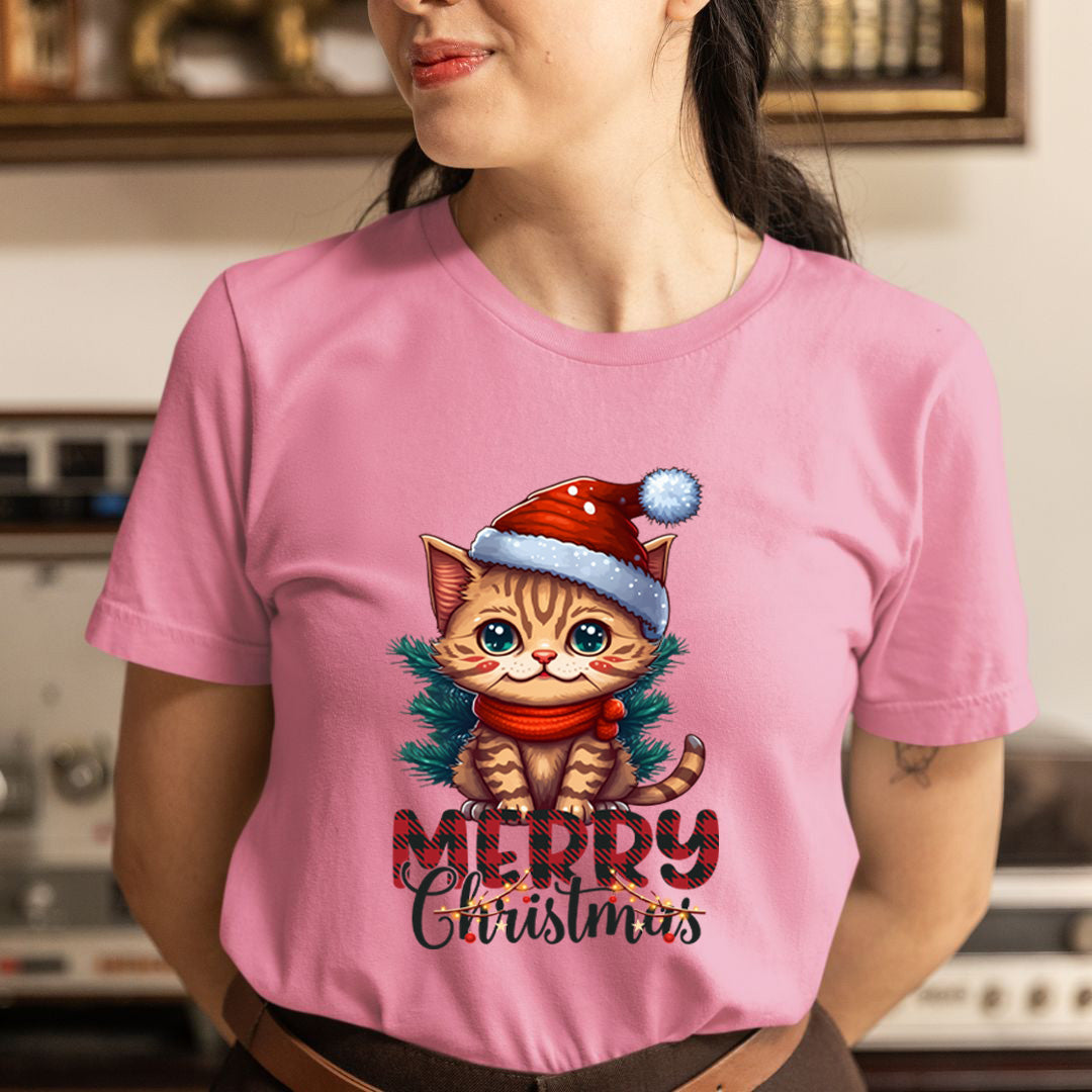Merry Christmas With Cat - Unisex T-Shirt