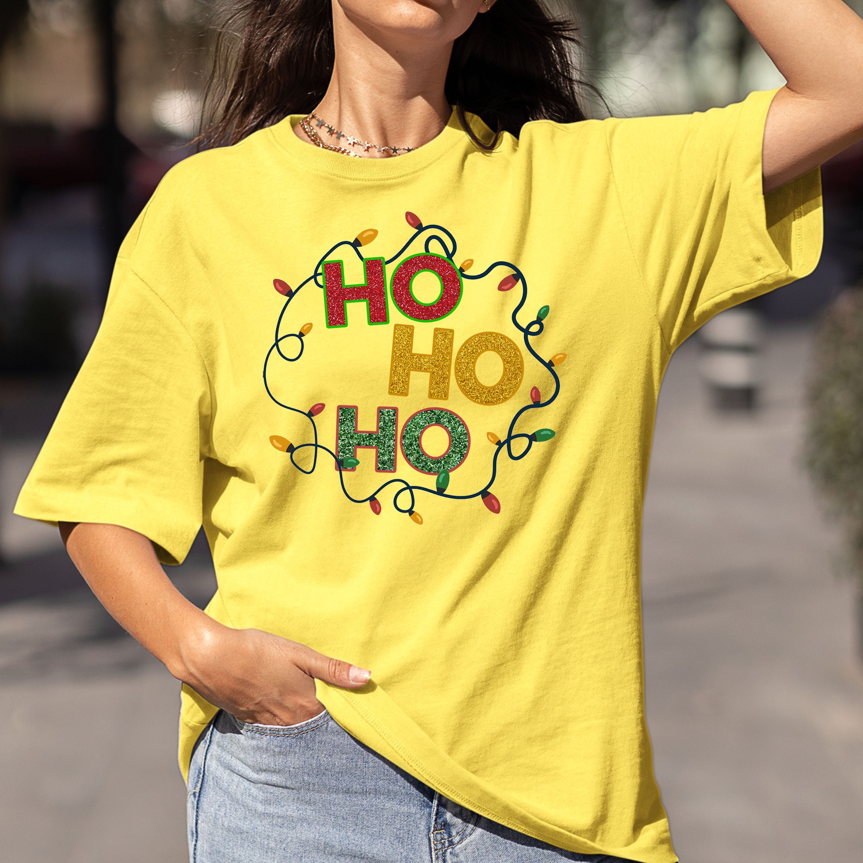 Ho Ho Ho Christmas Lights - Bella canvas