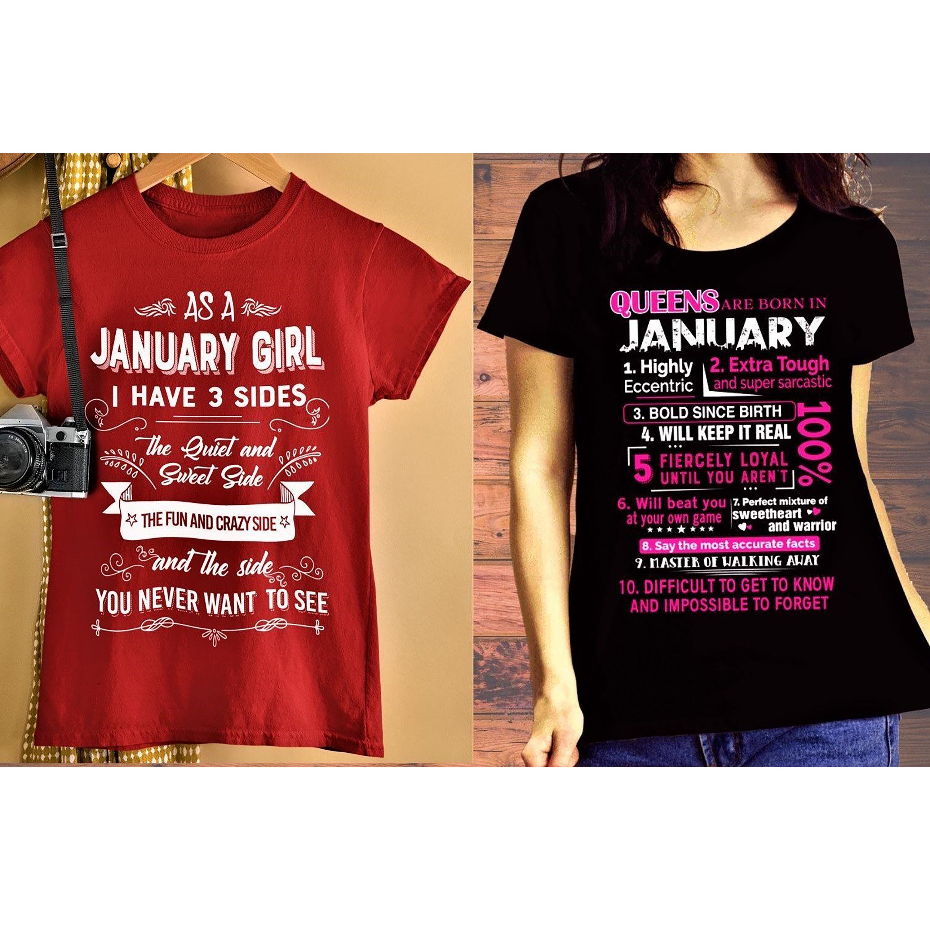 "JANUARY - Queens + 3 Sides -Pack of 2"(Red & Black)