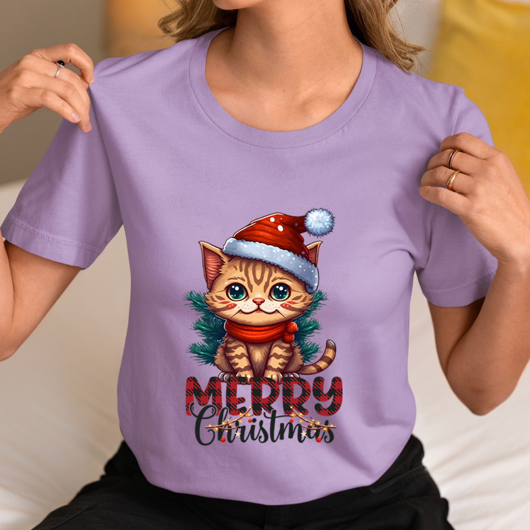 Merry Christmas With Cat - Unisex T-Shirt