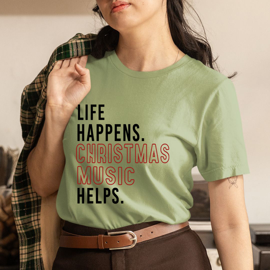 Life Happens Christmas Music - Unisex T-Shirt