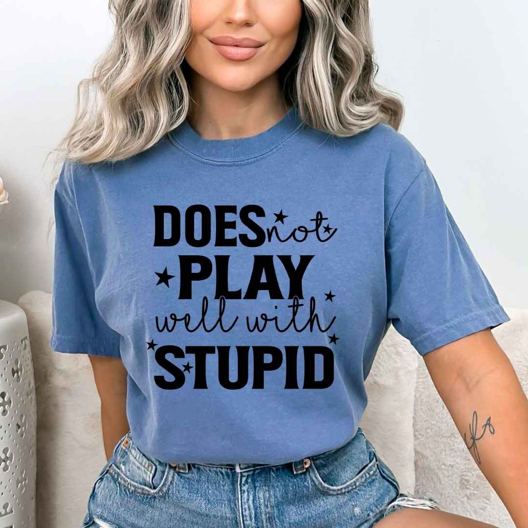 Does Not Play Well With Stupid  - Bella Canvas