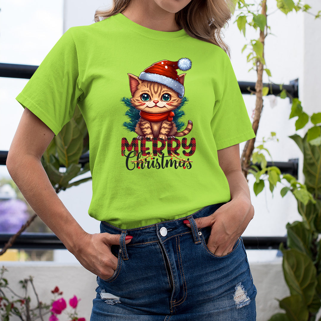 Merry Christmas With Cat - Unisex T-Shirt
