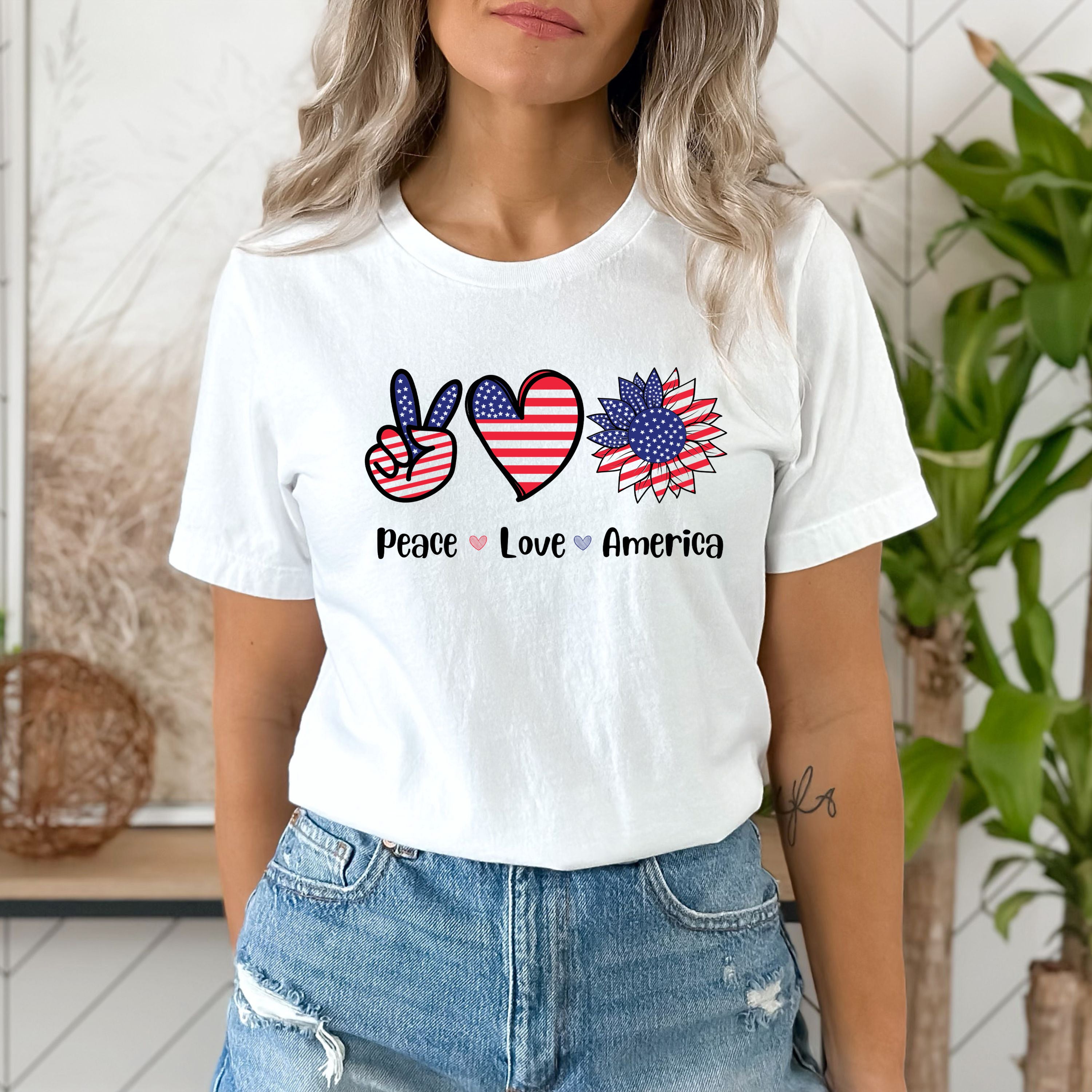 Peace . Love. America -Unisex Tee