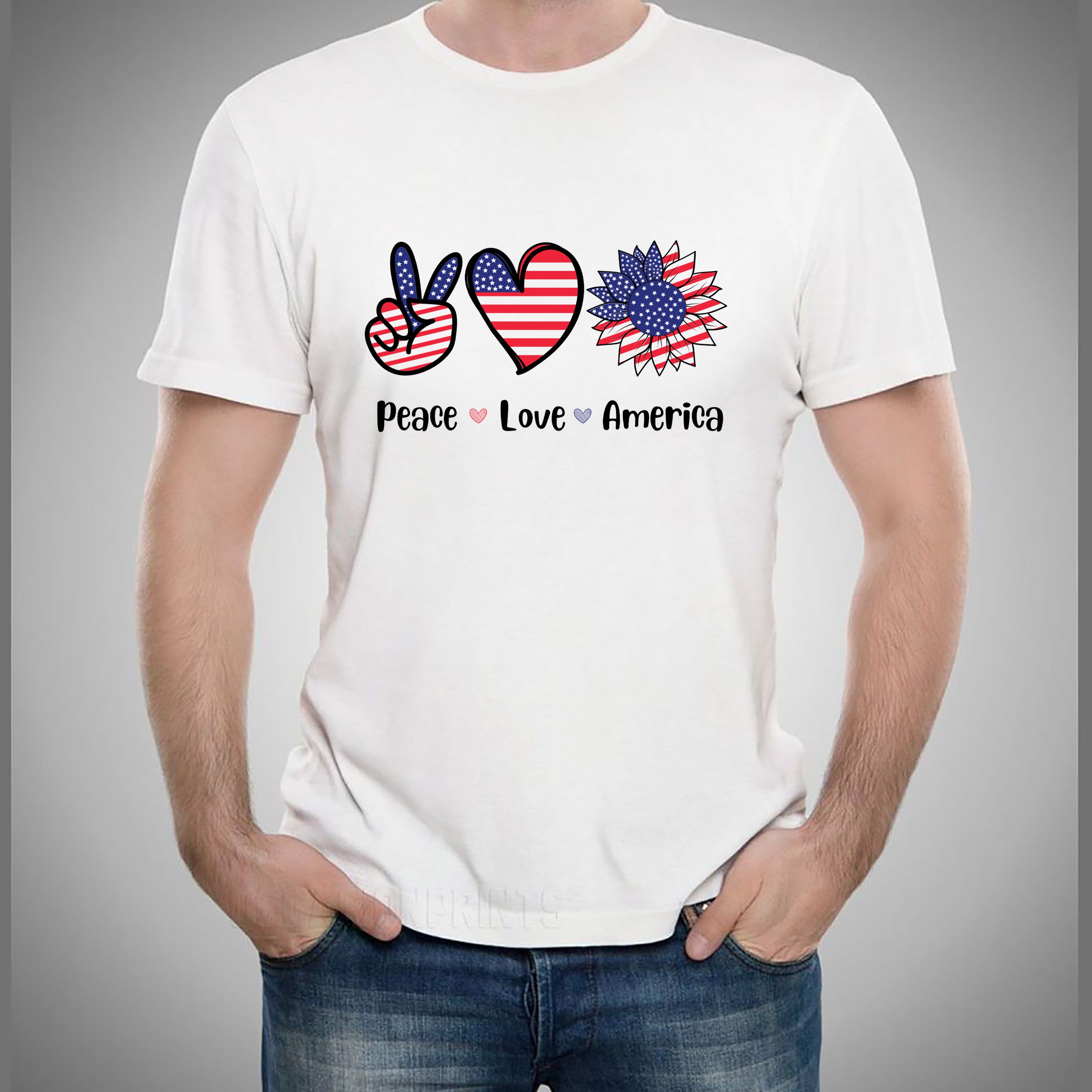 Peace . Love. America -Unisex Tee