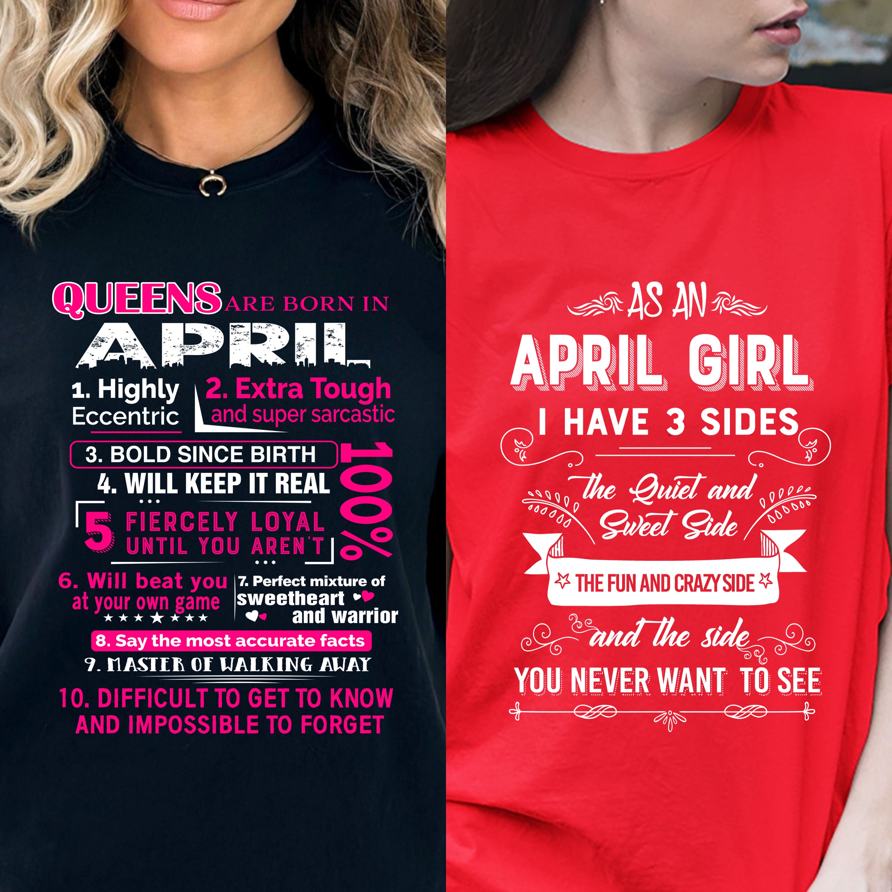 "APRIL- Queens + 3 Sides -Pack of 2"(Red & Black)