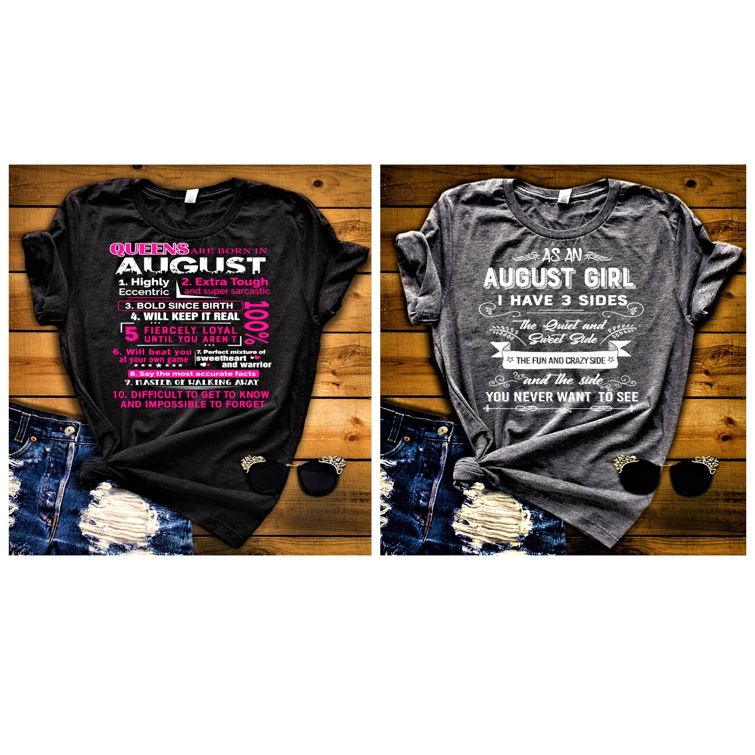 "August Queens +3 Sides-Pack of 2",T-Shirt.