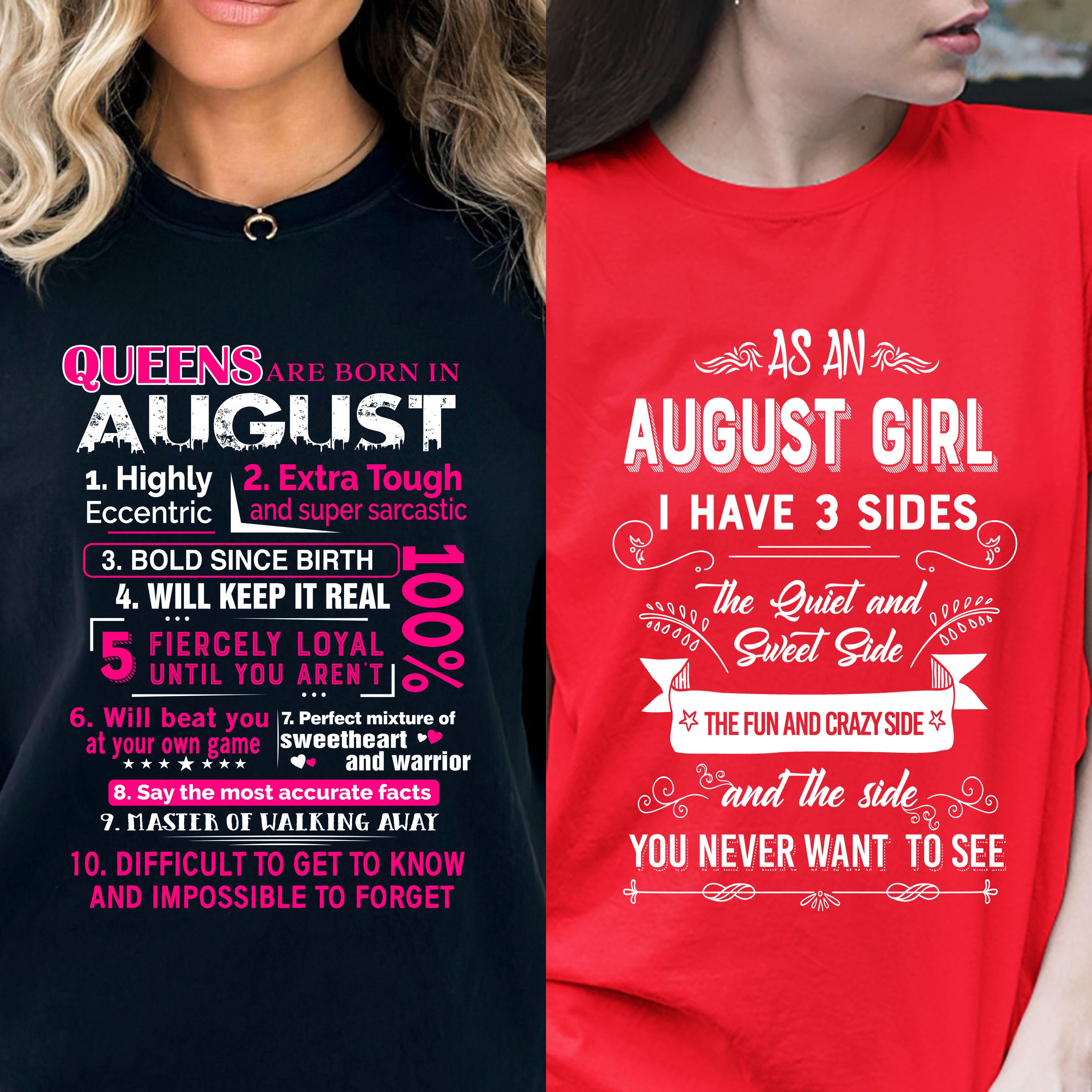 "AUGUST- Queens + 3 Sides -Pack of 2"(Red & Black)