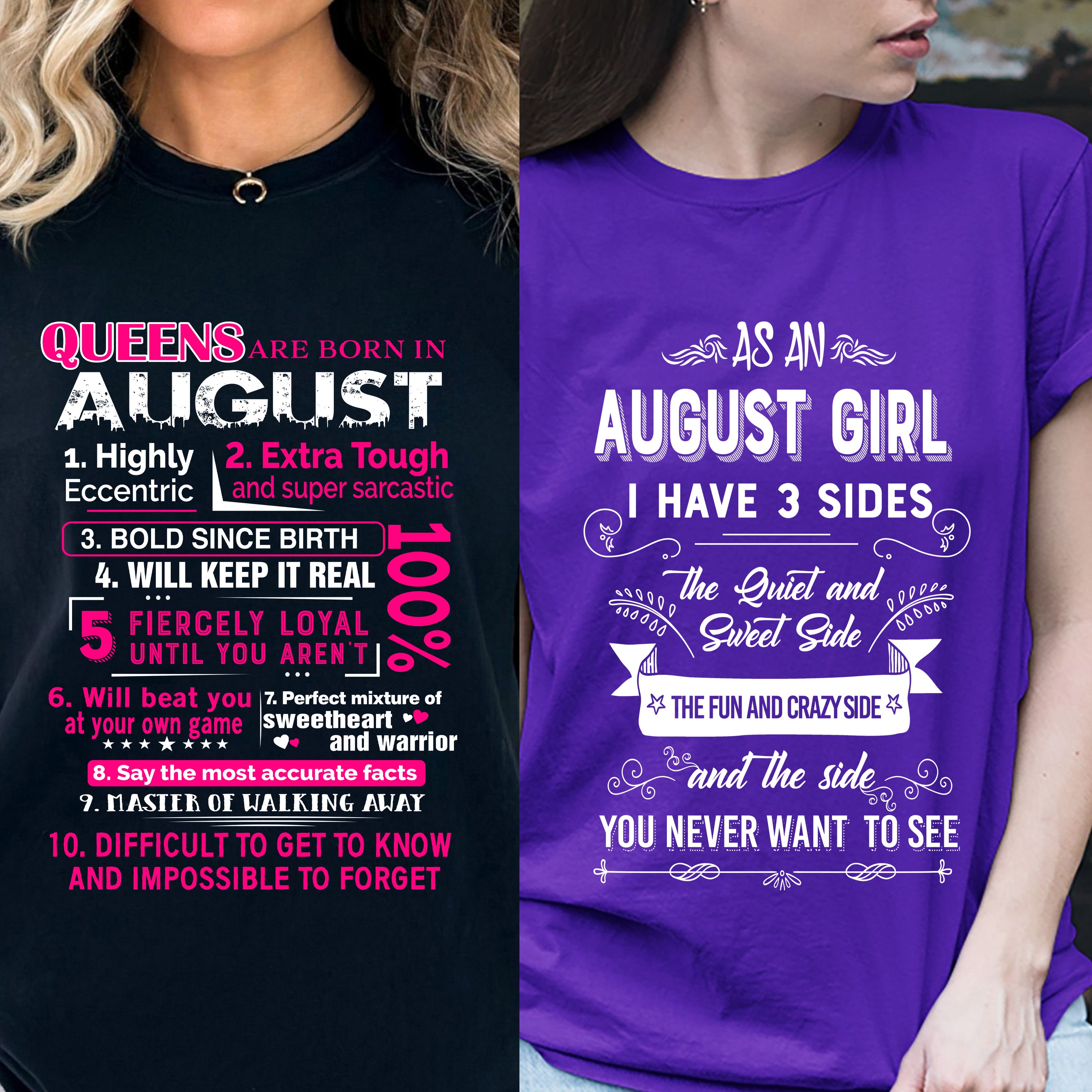 "New Combo Of August 3 Side+ Queen"- Purple And Black Color.