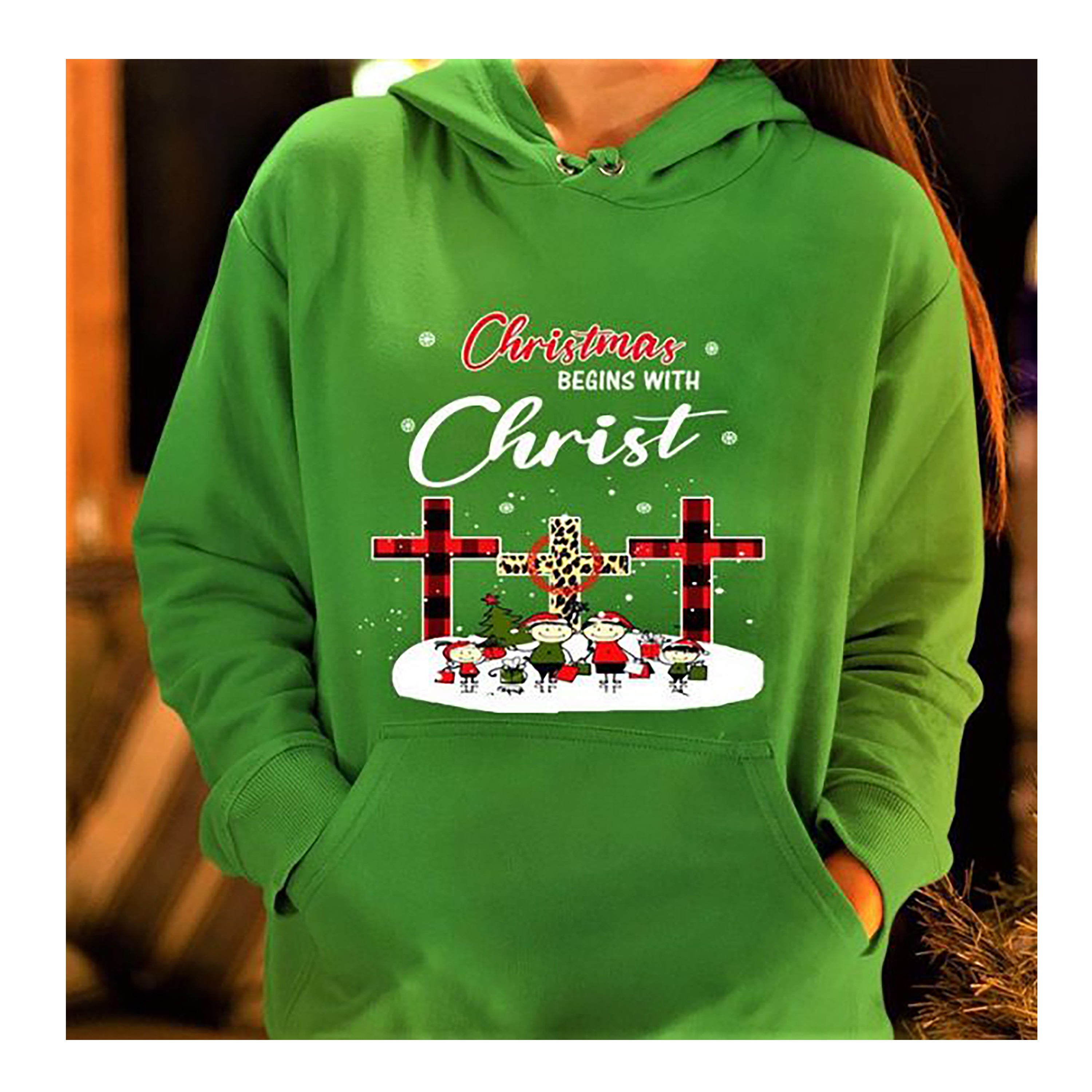 "CHRISTMAS BEGINS WITH CHRIST"- Hoodie & Sweatshirt.