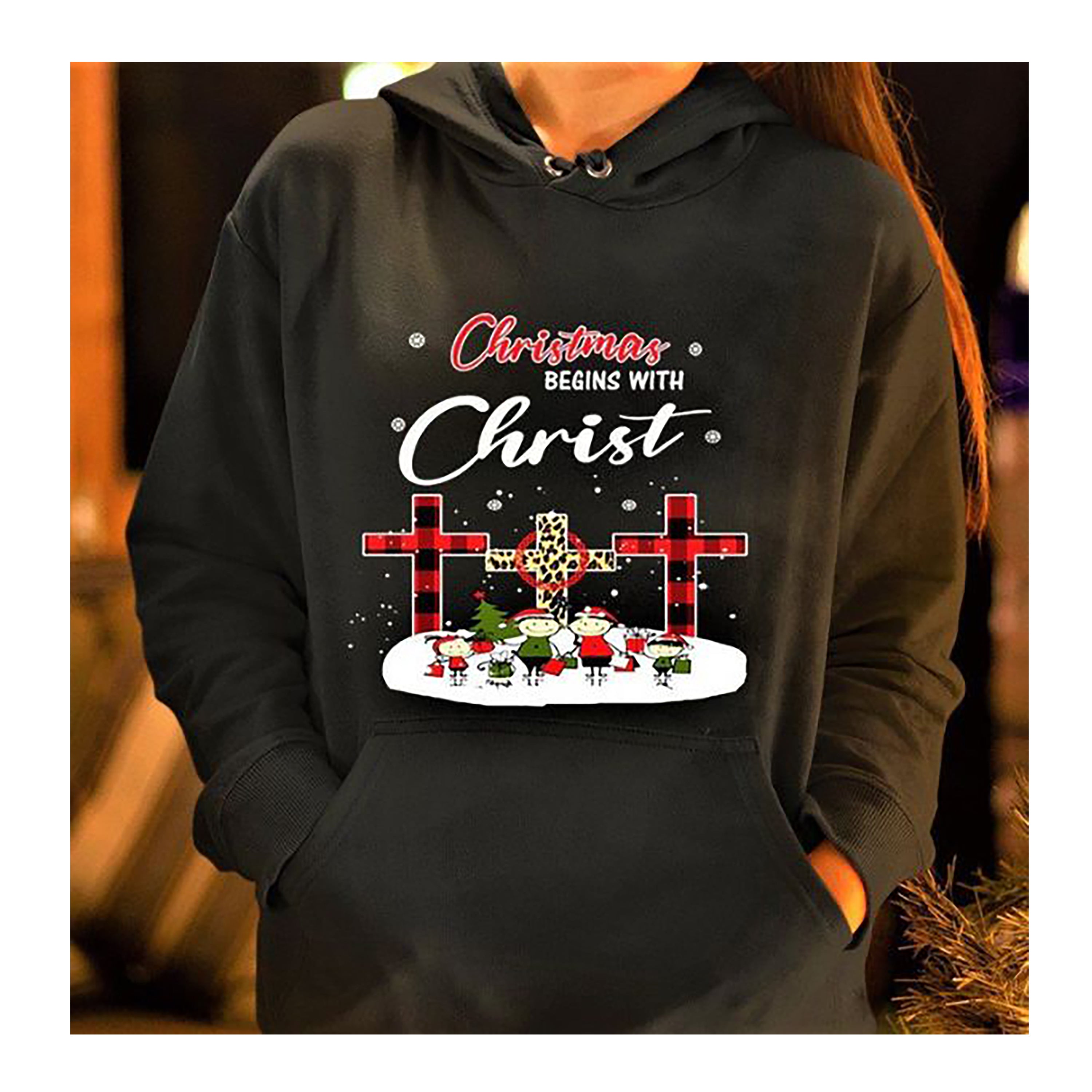 "CHRISTMAS BEGINS WITH CHRIST"- Hoodie & Sweatshirt.