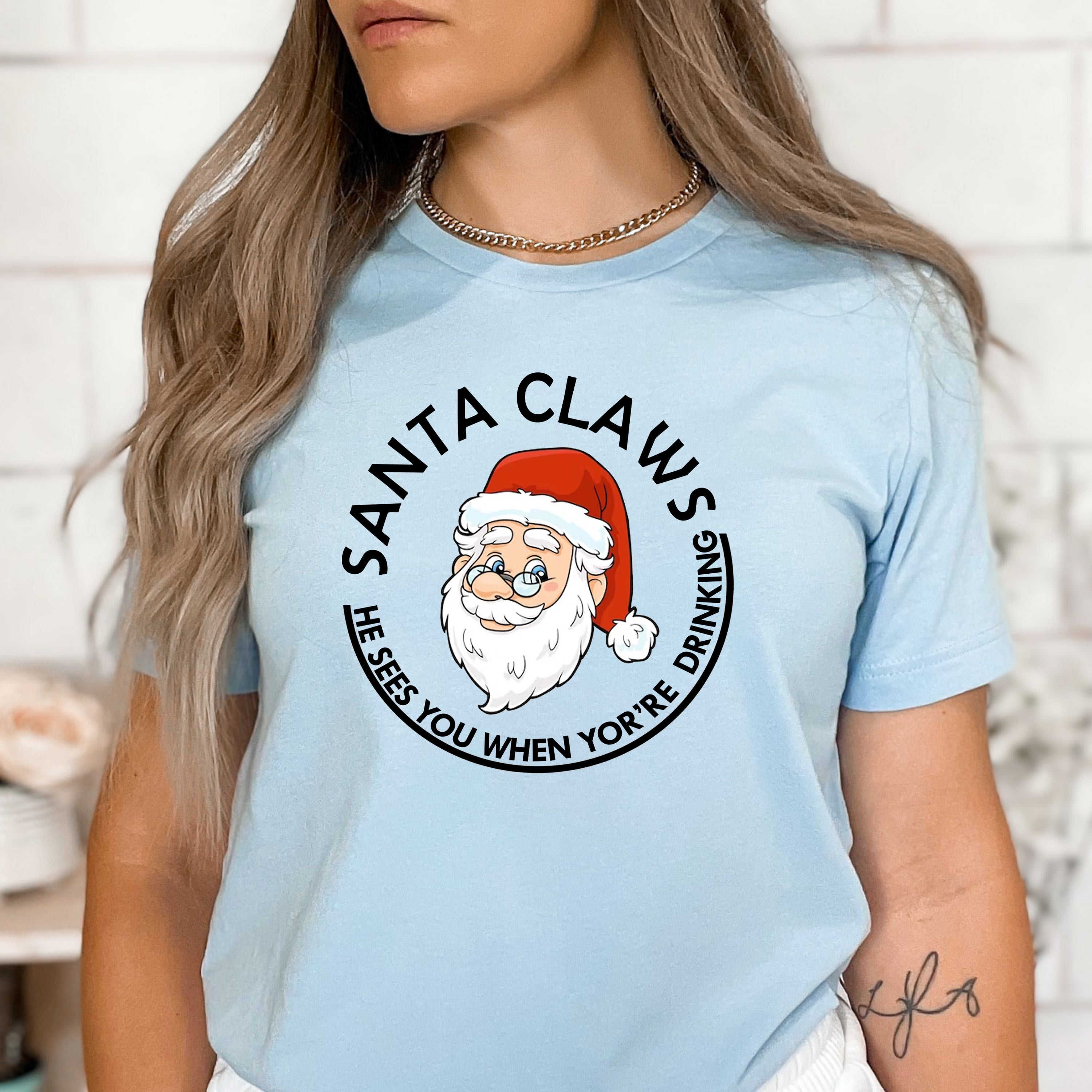 Santa Claws He Sees You - Bella Canvas