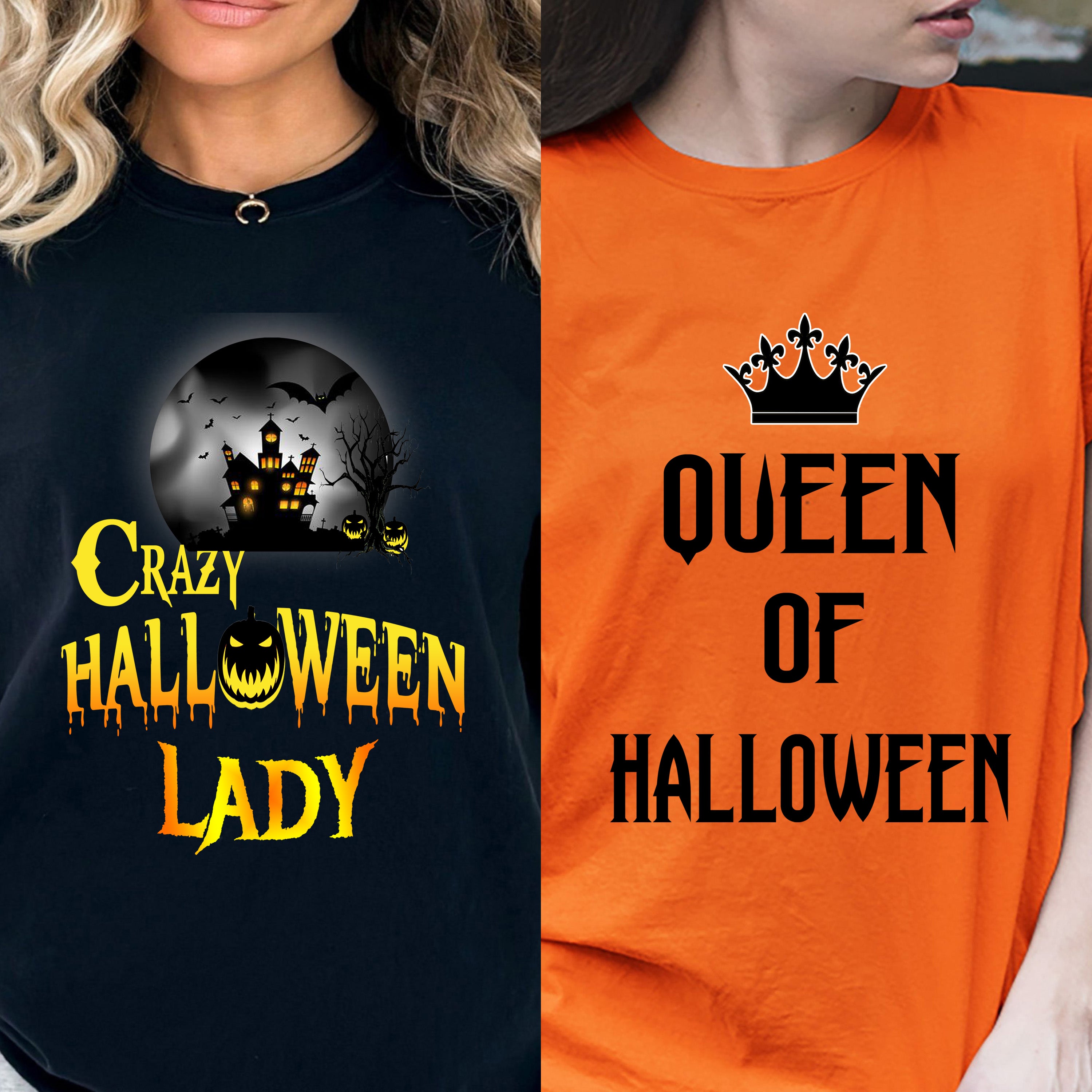 "Crazy Halloween Lady And Queen of Halloween -Pack of 2"