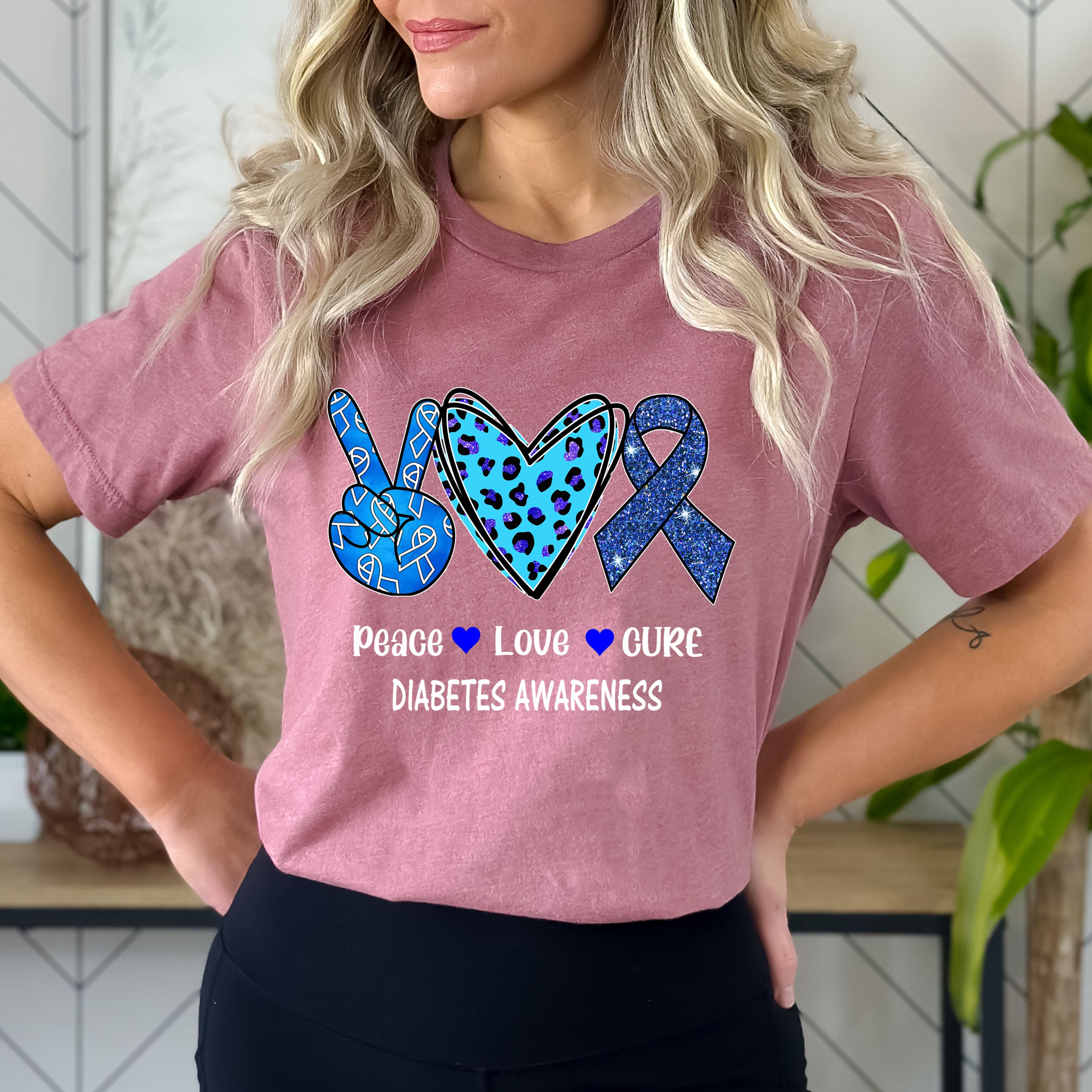 Peace Love Cure ( Diabetes awareness ) - Bella canvas