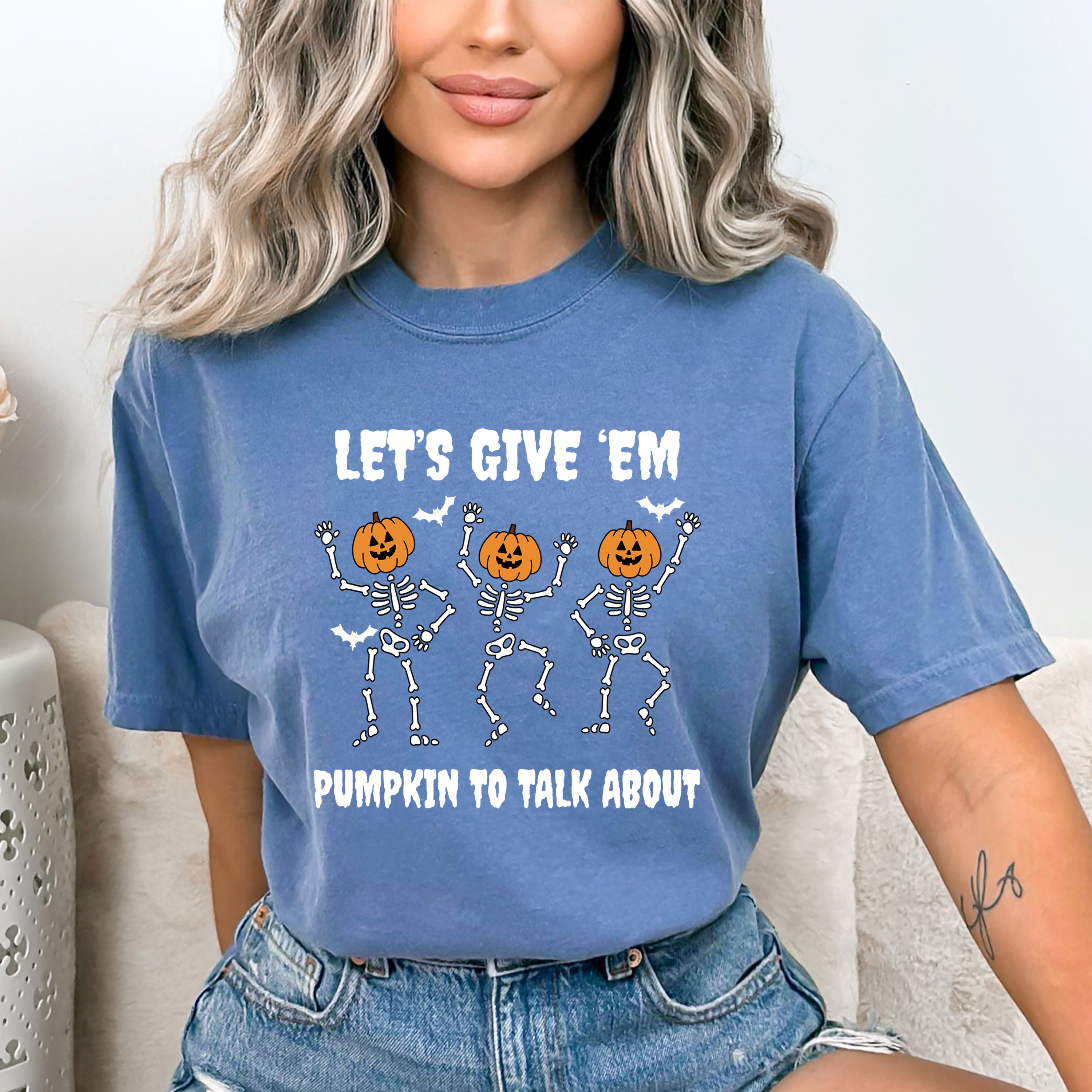 Let's Give Em Pumpkin To Talk About - Bella canvas