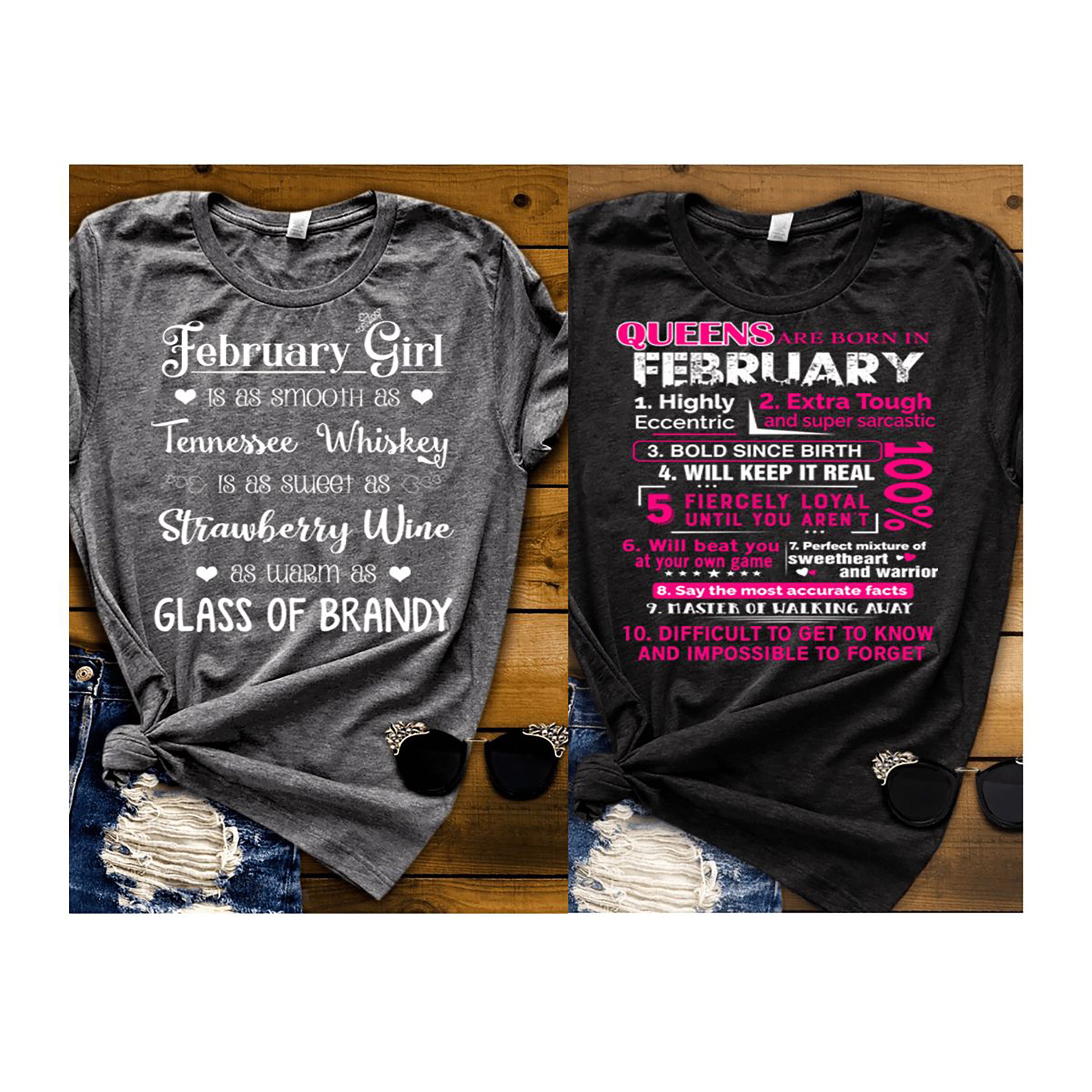 "FEBRUARY -Queens Are  Born + Whiskey -Pack of 2"