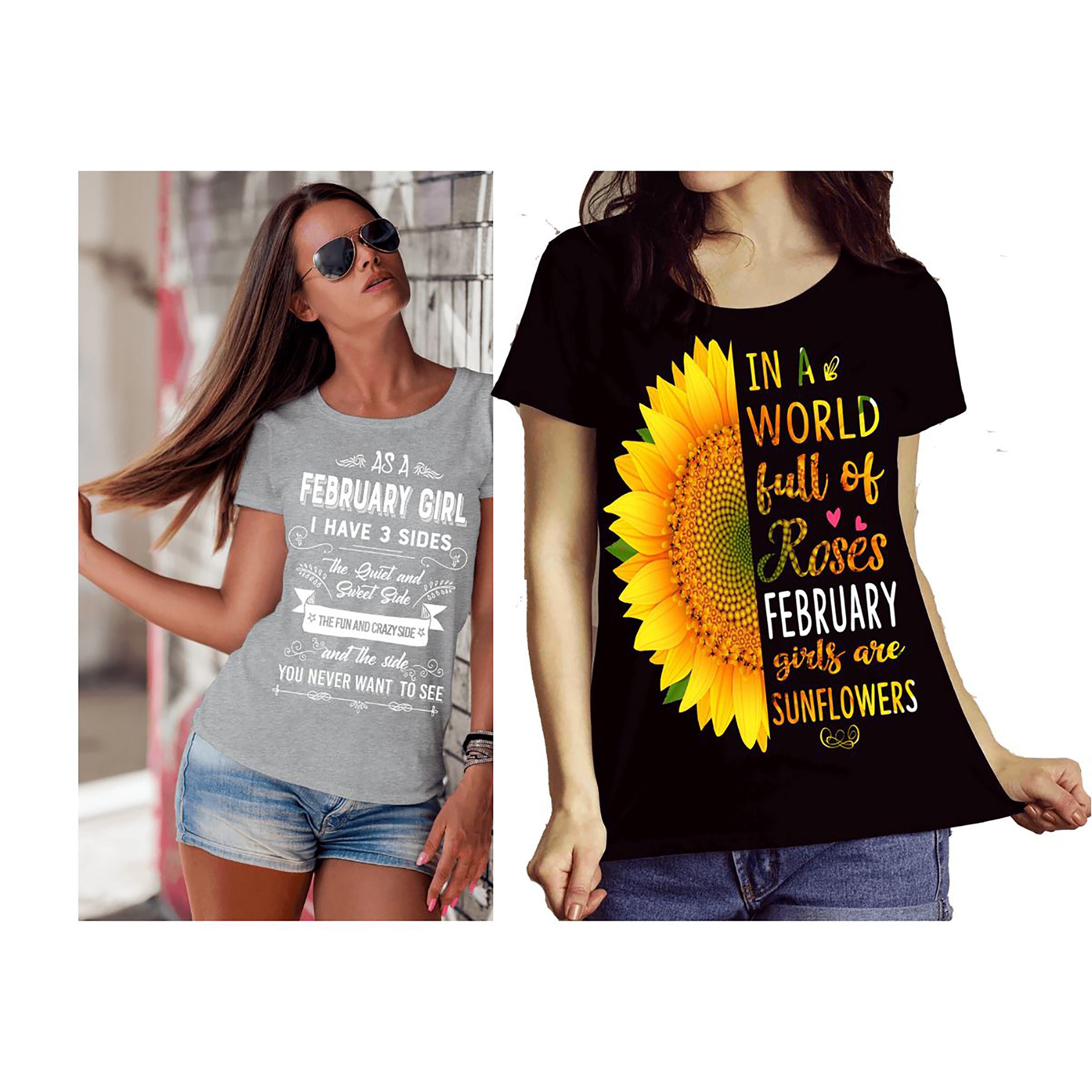 "February Combo (Sunflower And 3 Sides)" Pack of 2 Shirts