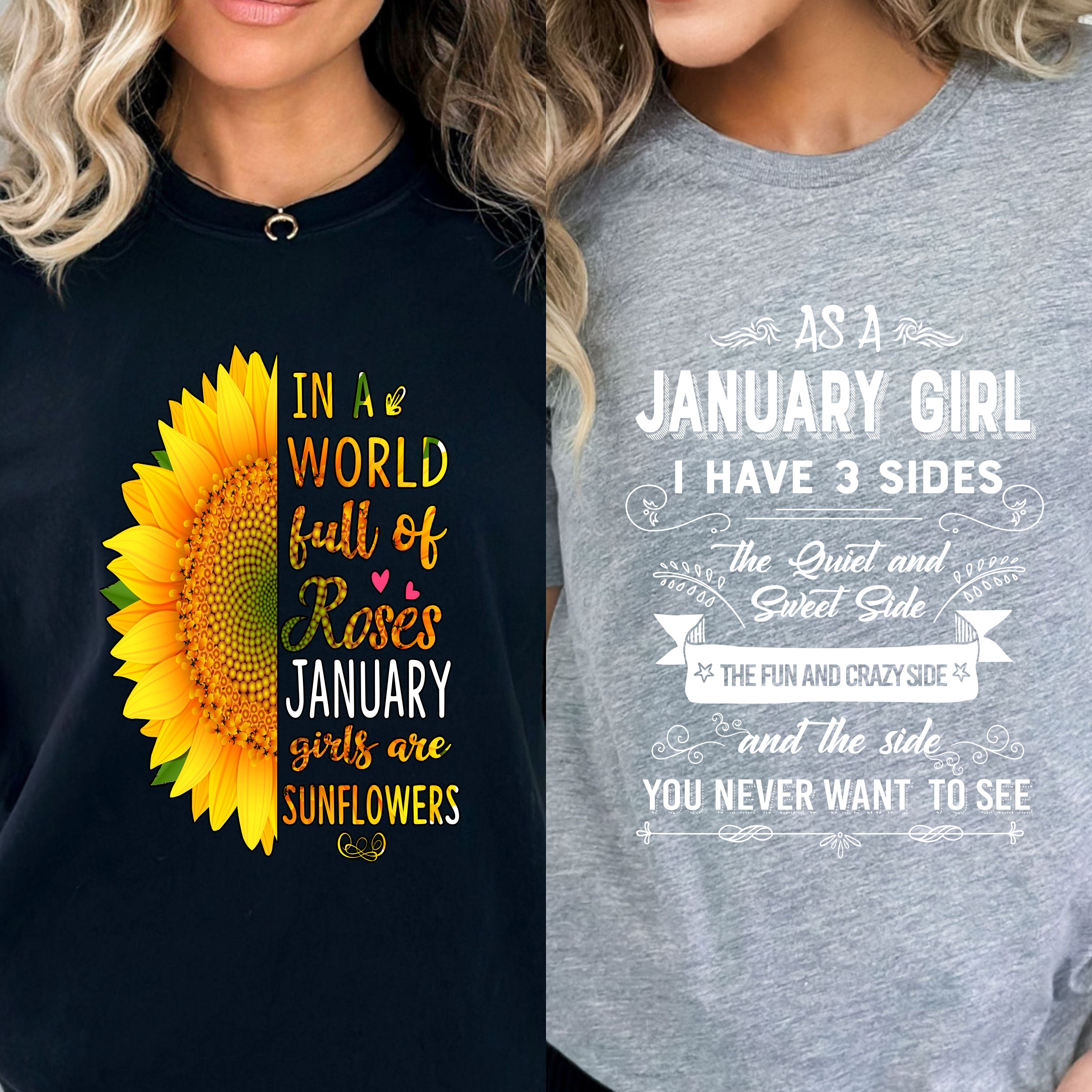 "January Combo (Sunflower And 3 Sides)" Pack of 2 Shirts