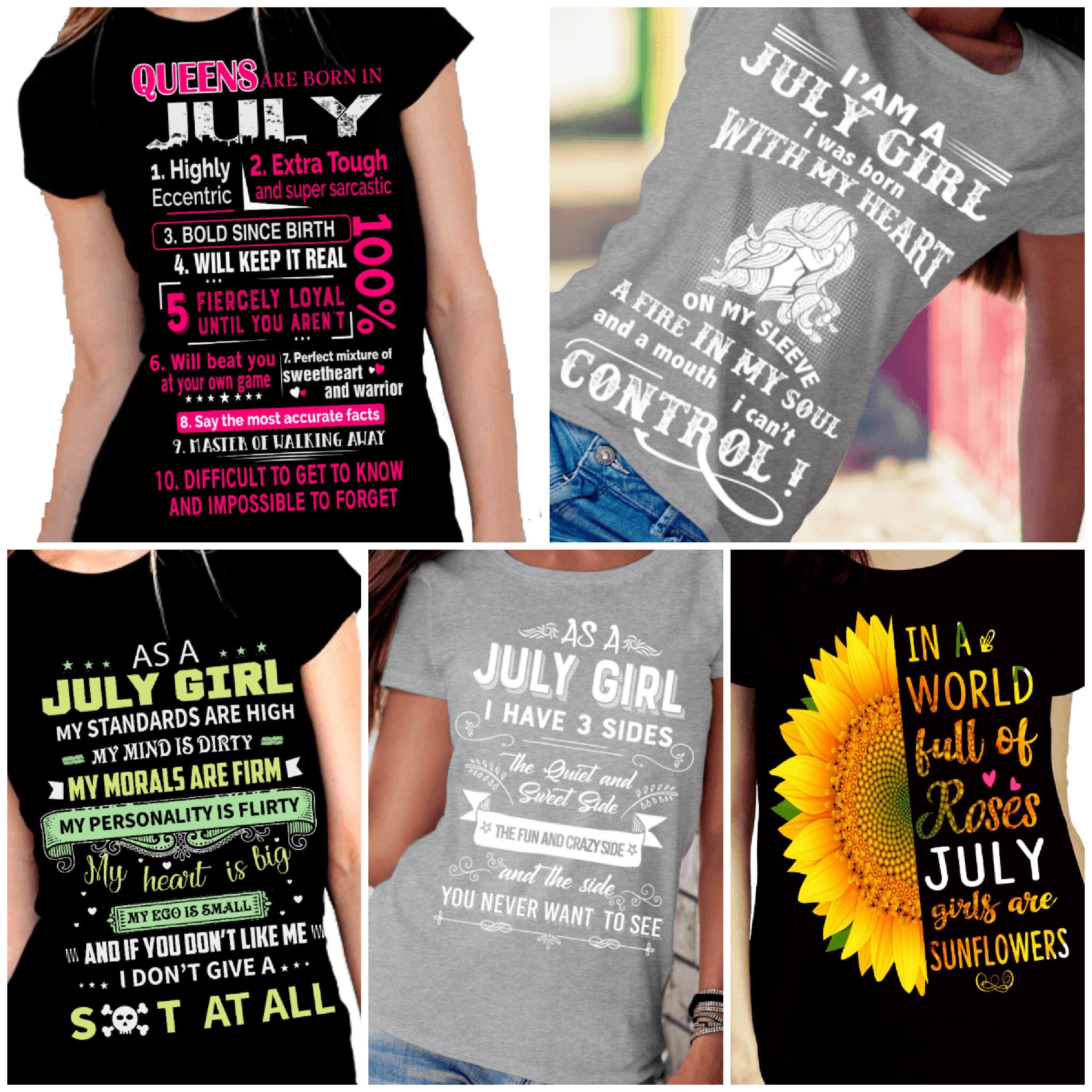 "July Pack Of 5 Shirts"