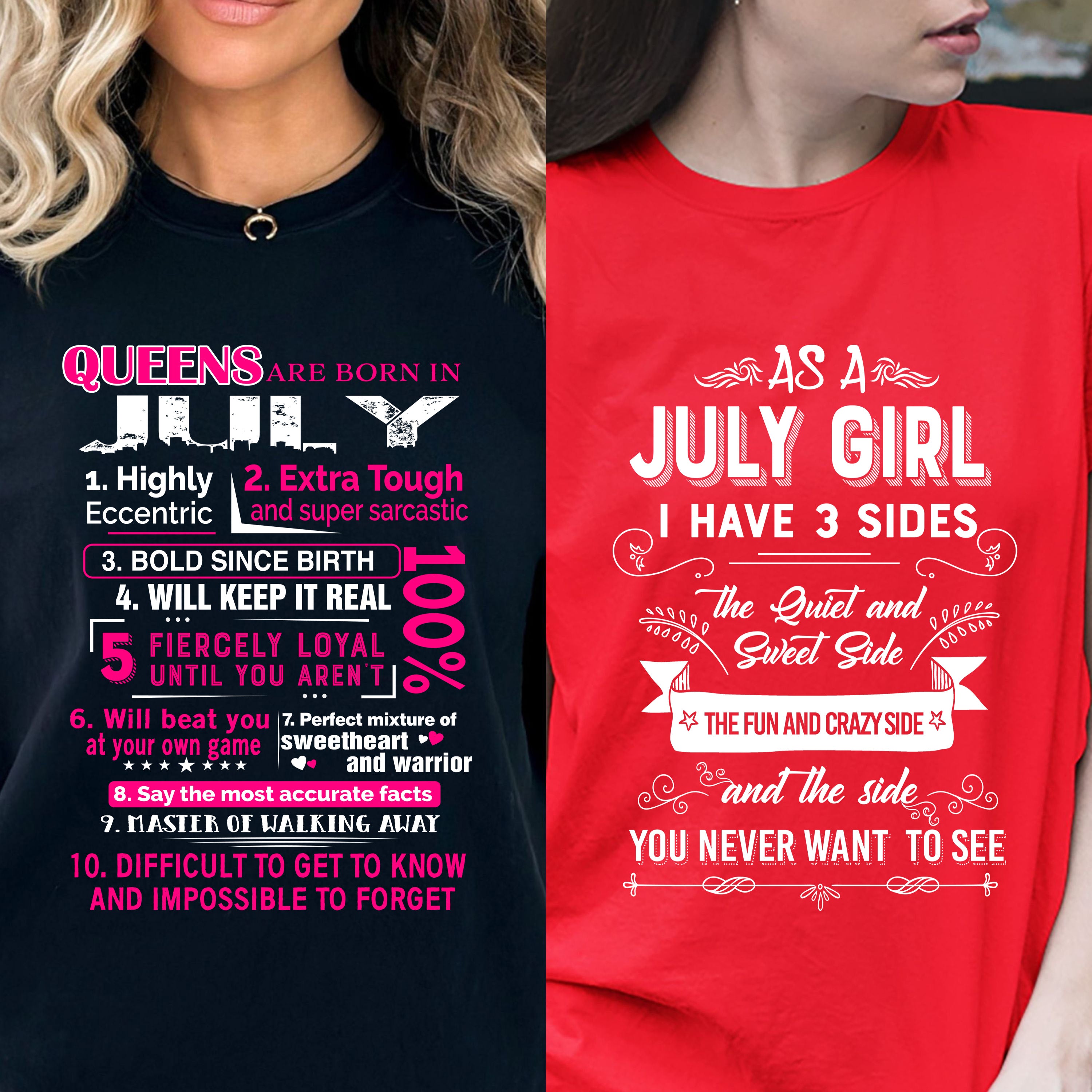 "JULY- Queens + 3 Sides -Pack of 2"(Red & Black)