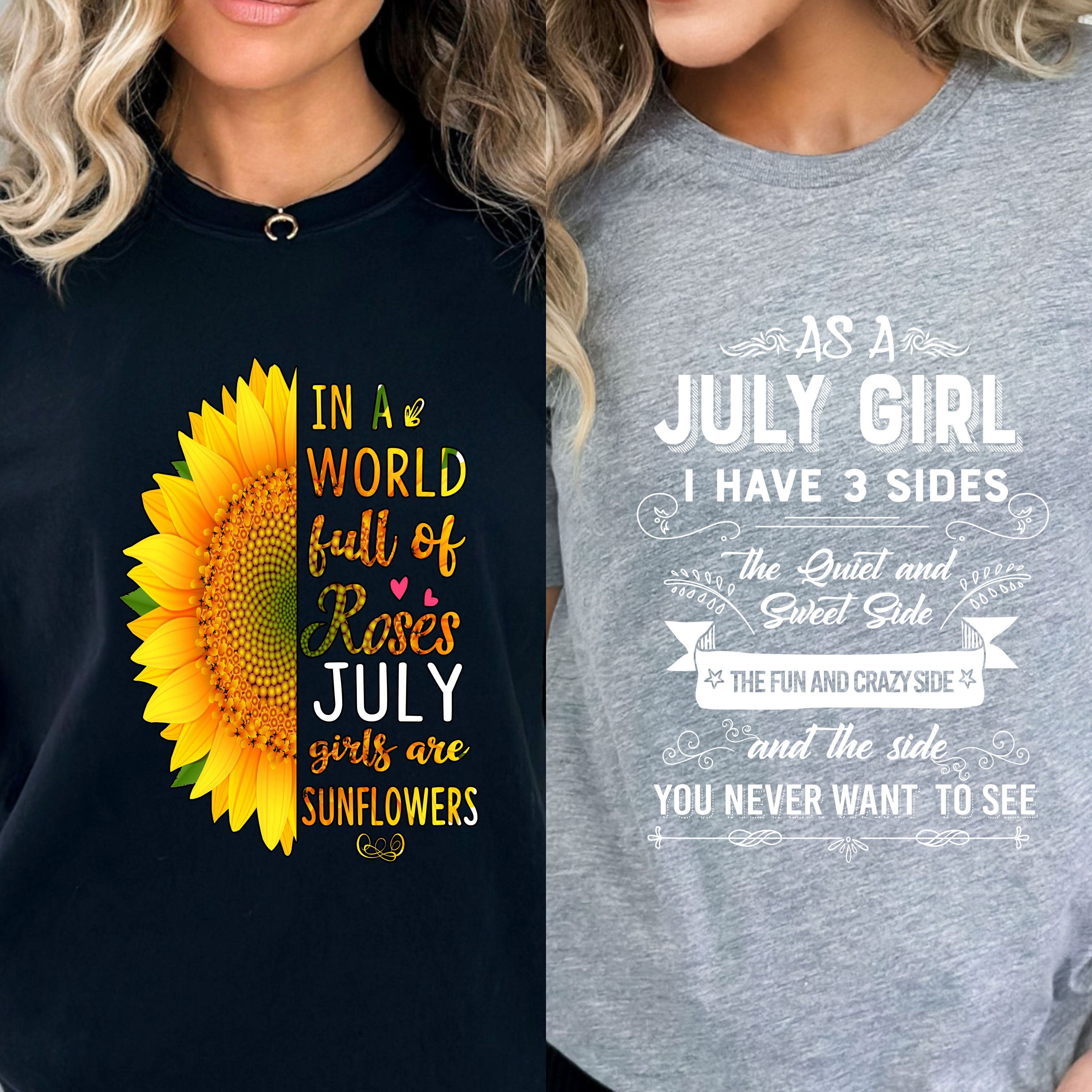 "July Combo (Sunflower And 3 Sides)" Pack of 2 Shirts