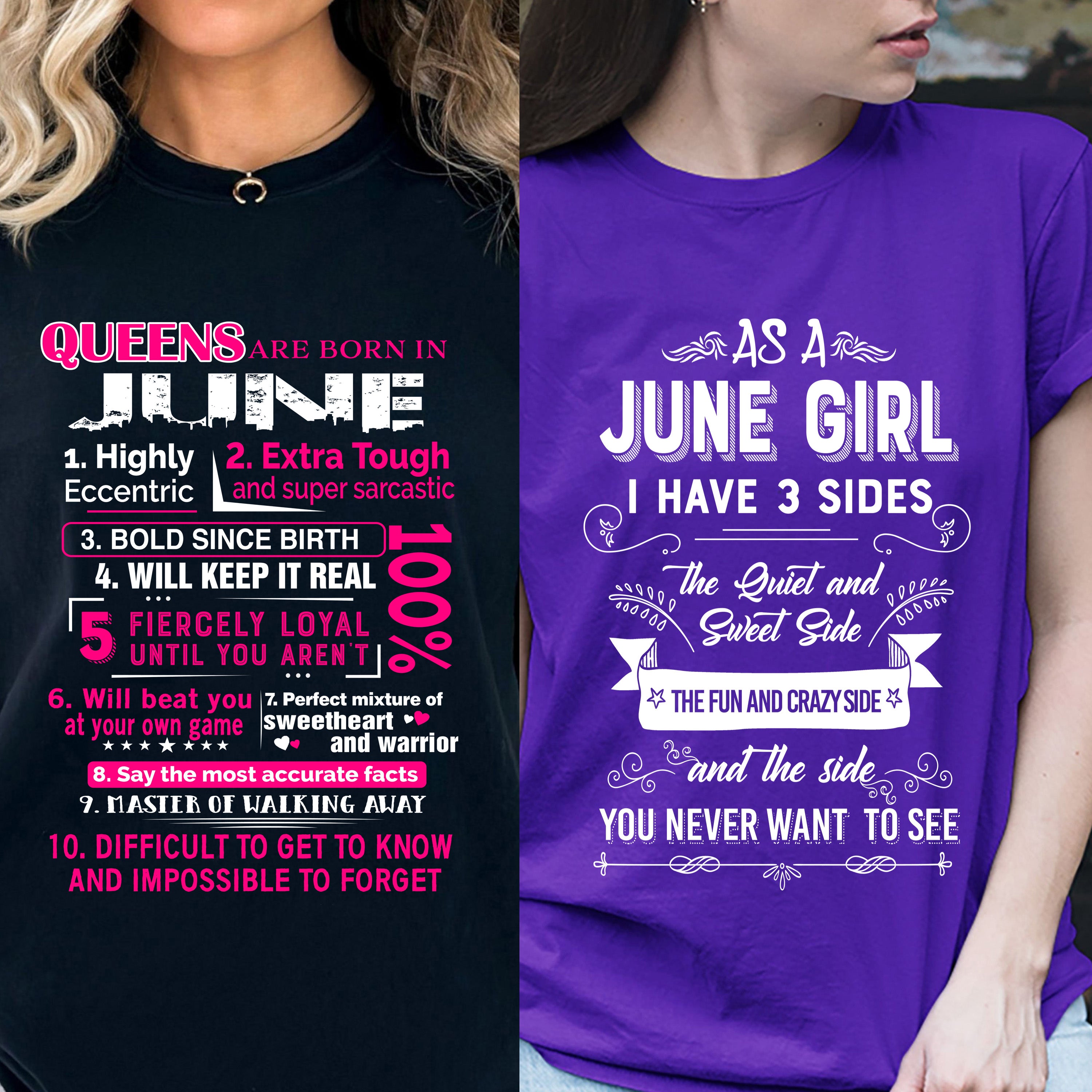 "New Combo Of June 3 Side+ Queen"- Purple And Black Color.