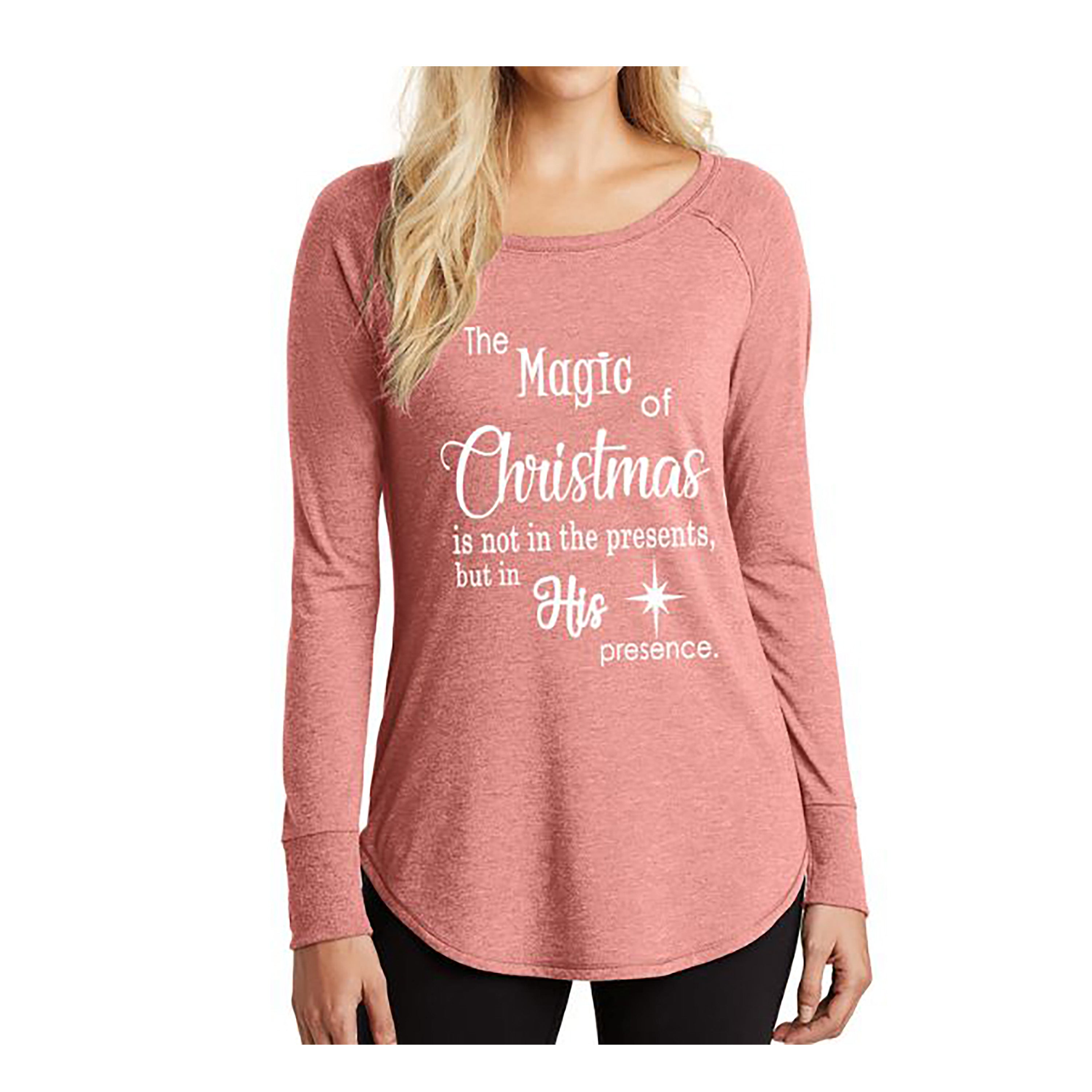 'The magic of Christmas in his presence''- Stylish Long-Sleeve Tee