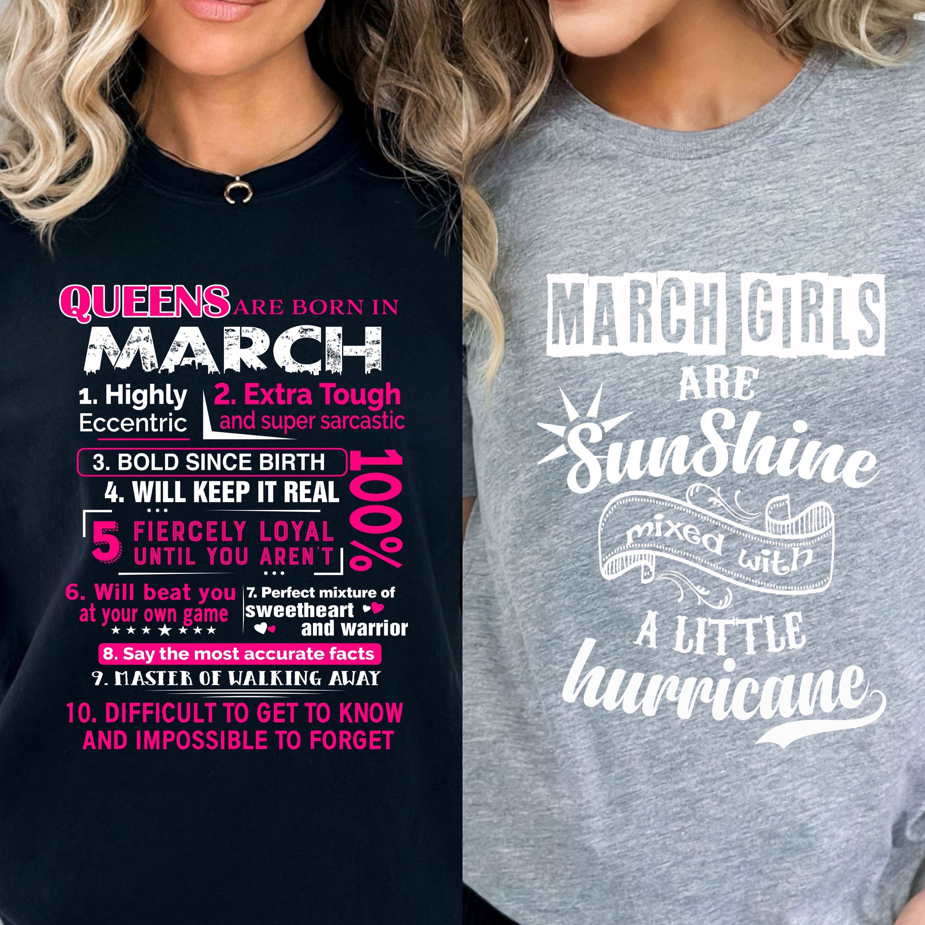 "MARCH - Sunshine Grey+Queen Black-Pack of 2"
