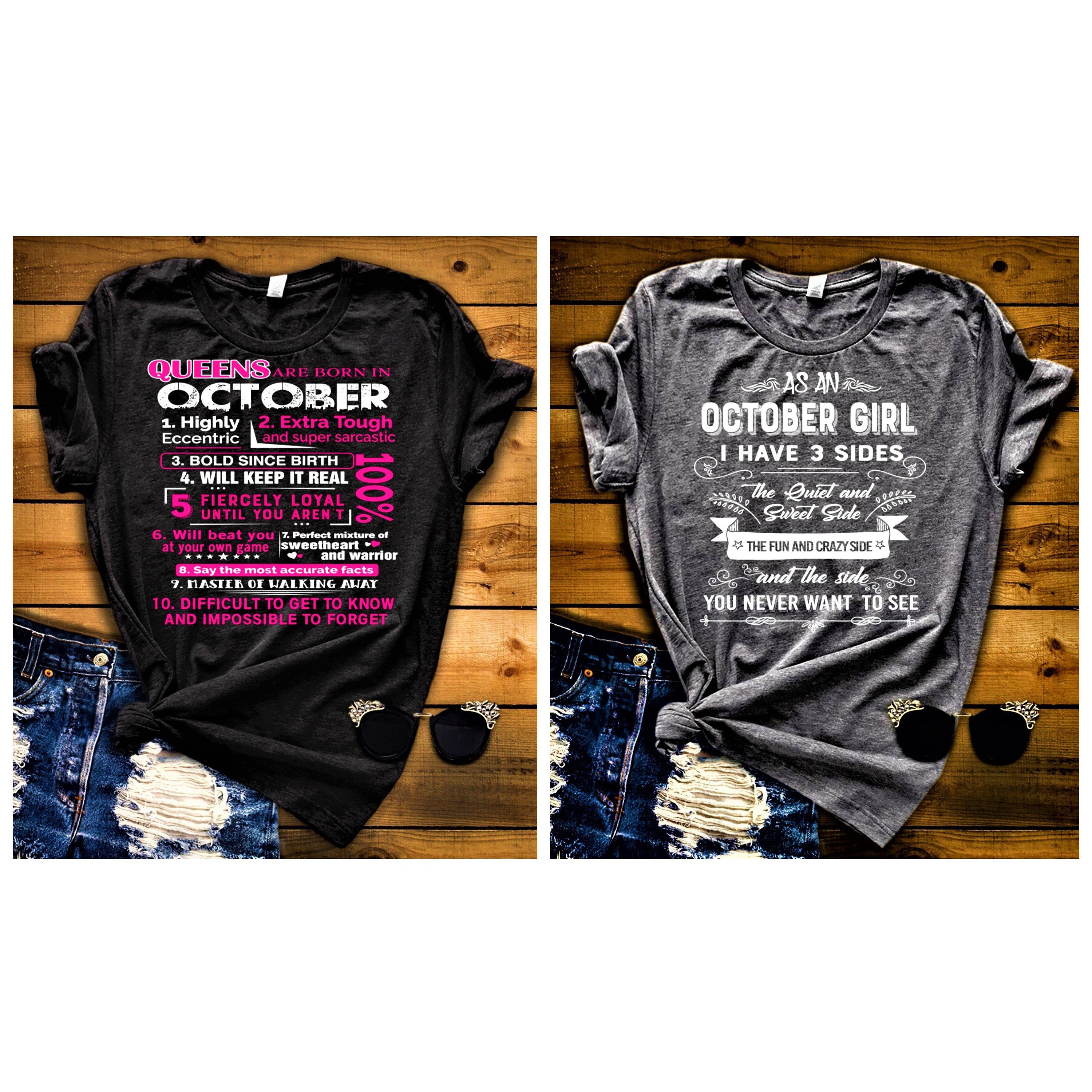 "October Queens + 3 Sides-Pack of 2",T-Shirt.