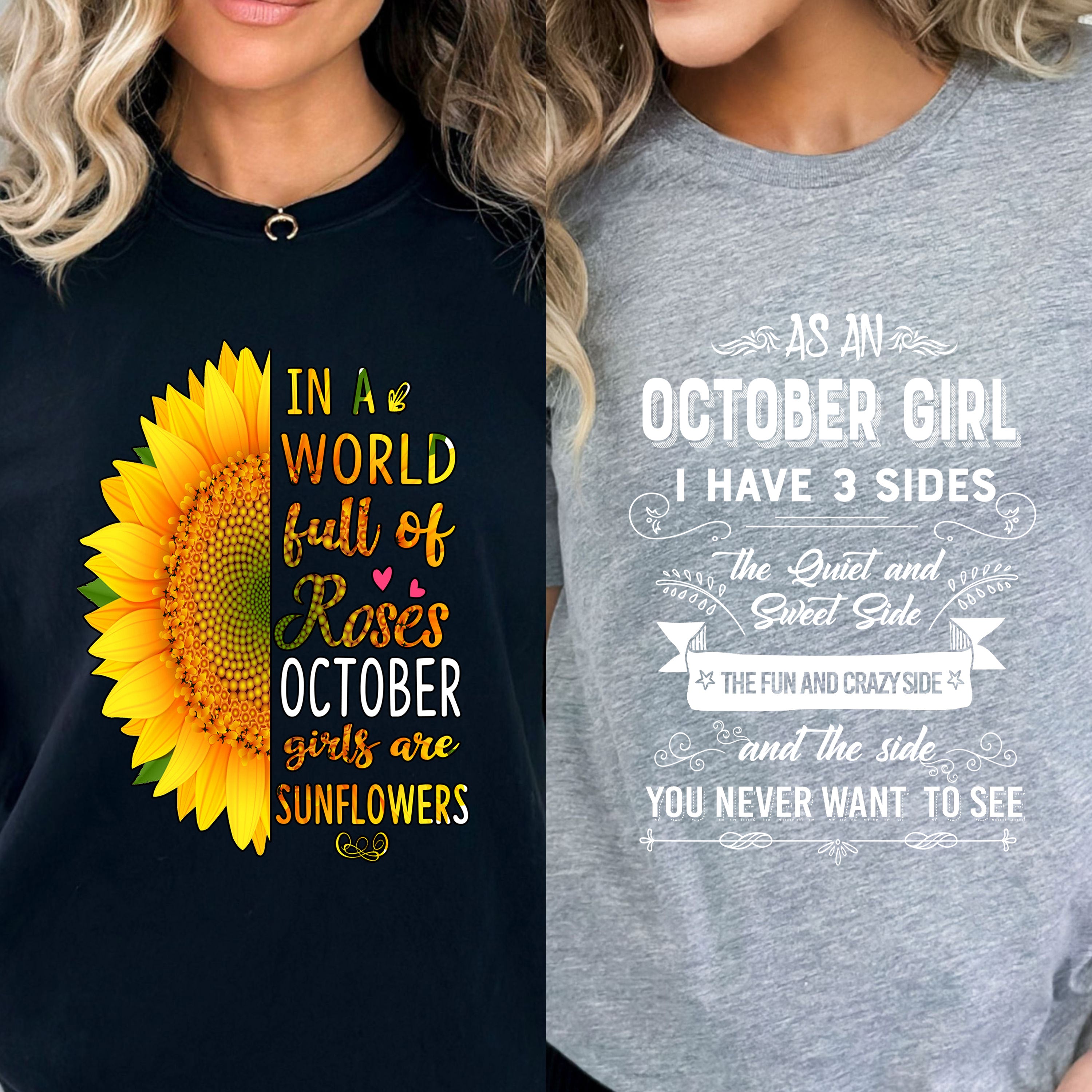 "October Combo (Sunflower And 3 Sides)" Pack of 2 Shirts