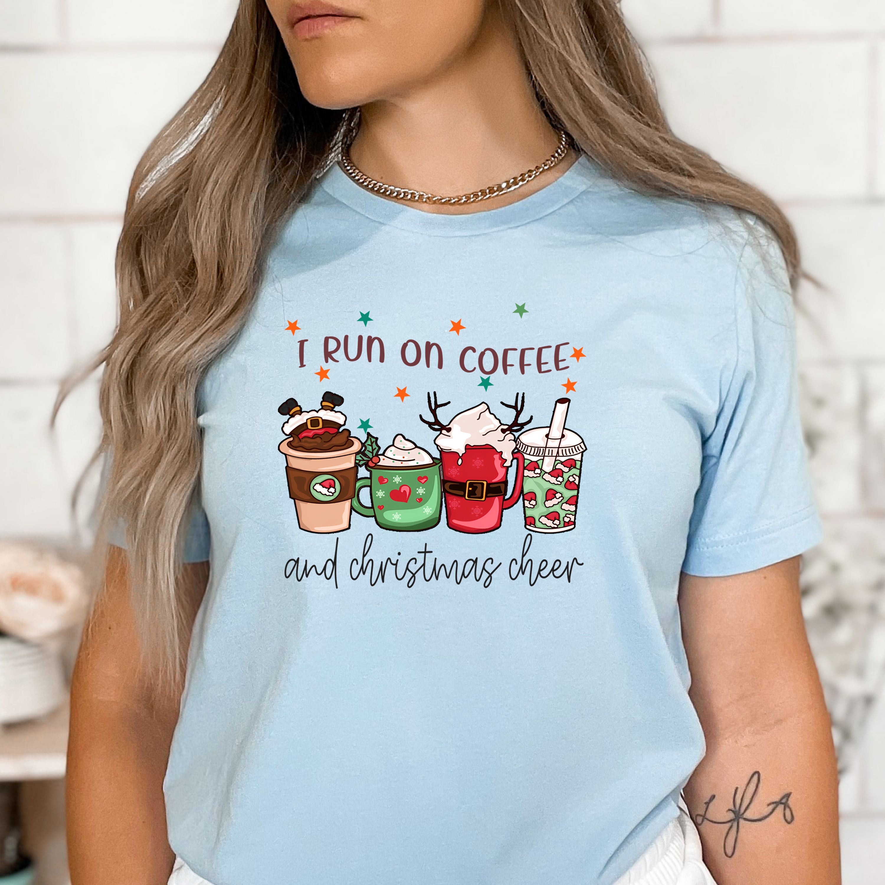 I Run On Coffee And Christmas Cheer - Bella Canvas