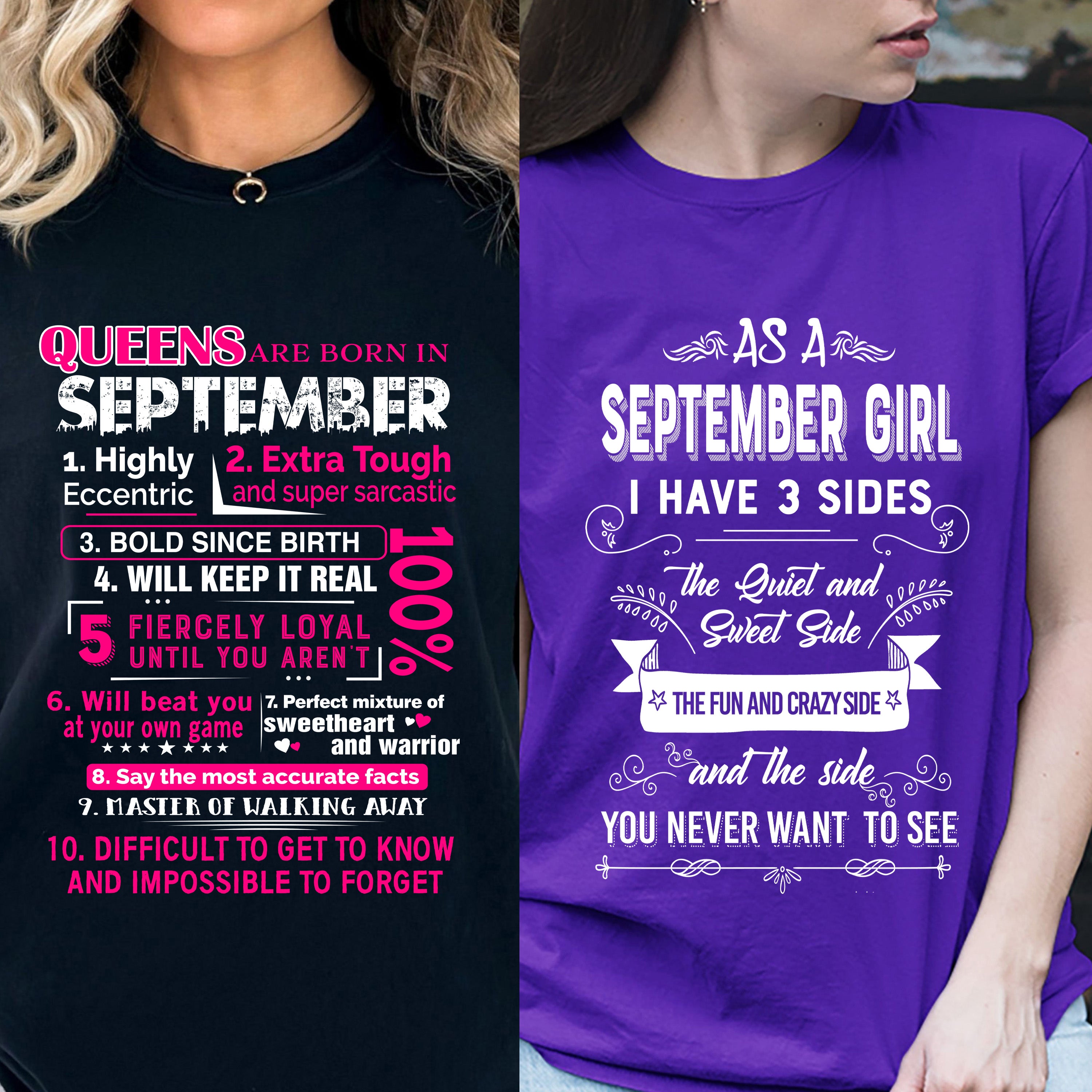 "New Combo Of September 3 Side+ Queen"- Purple And Black Color.