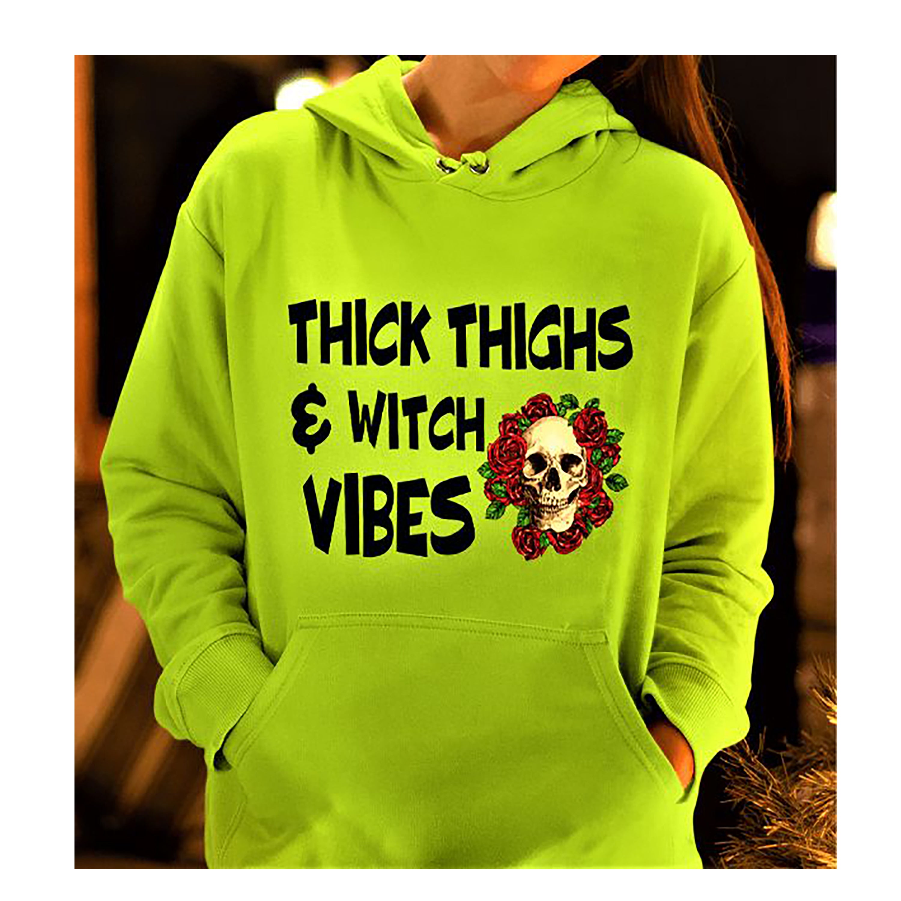"THICK THIGHS AND WITCH VIBES"- Hoodie & Sweatshirt.