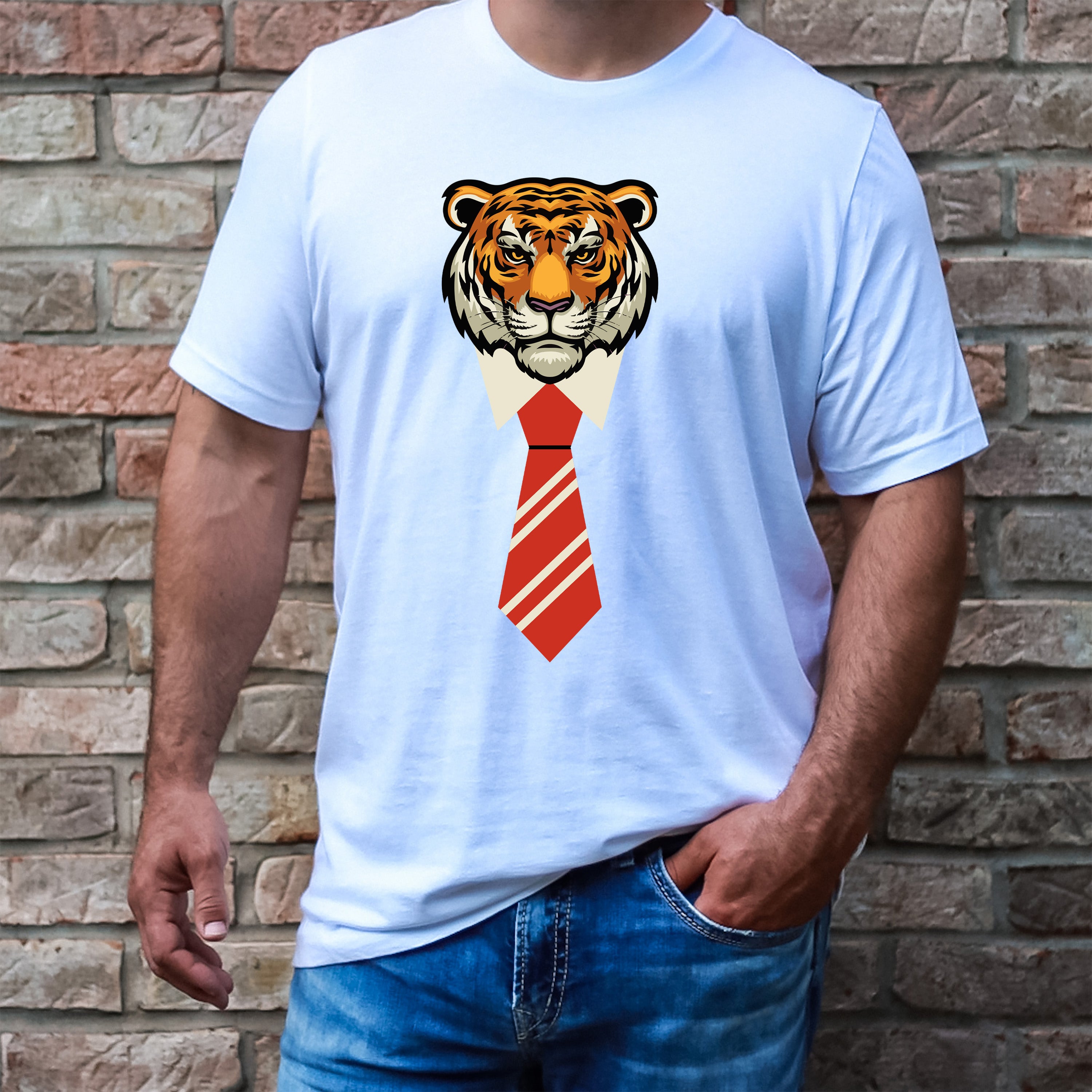 Tiger With Tie - Men's Tee