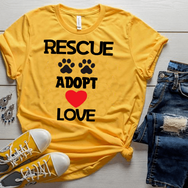 "RESCUE ADOPT LOVE" T-shirt