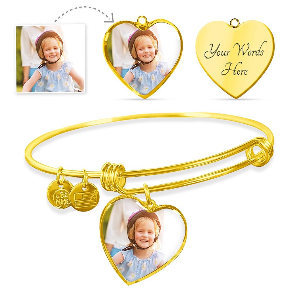 Heart Bangle with Photo (Stay there forever)