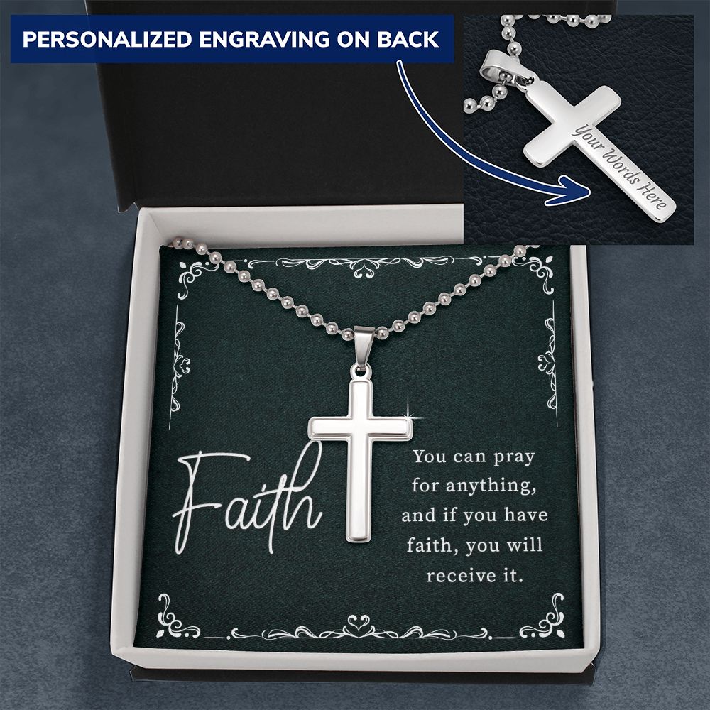 Personalized Cross With Ball Chain