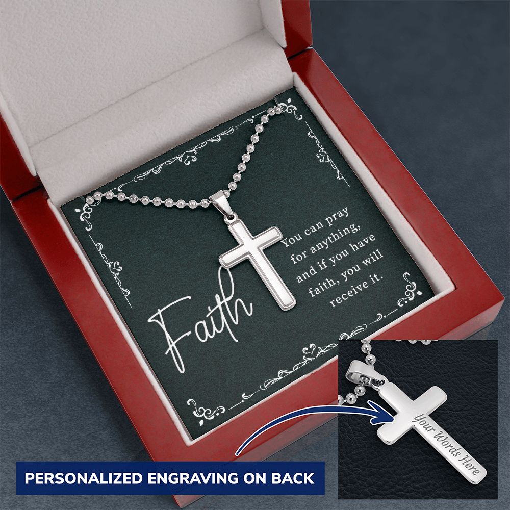 Personalized Cross With Ball Chain