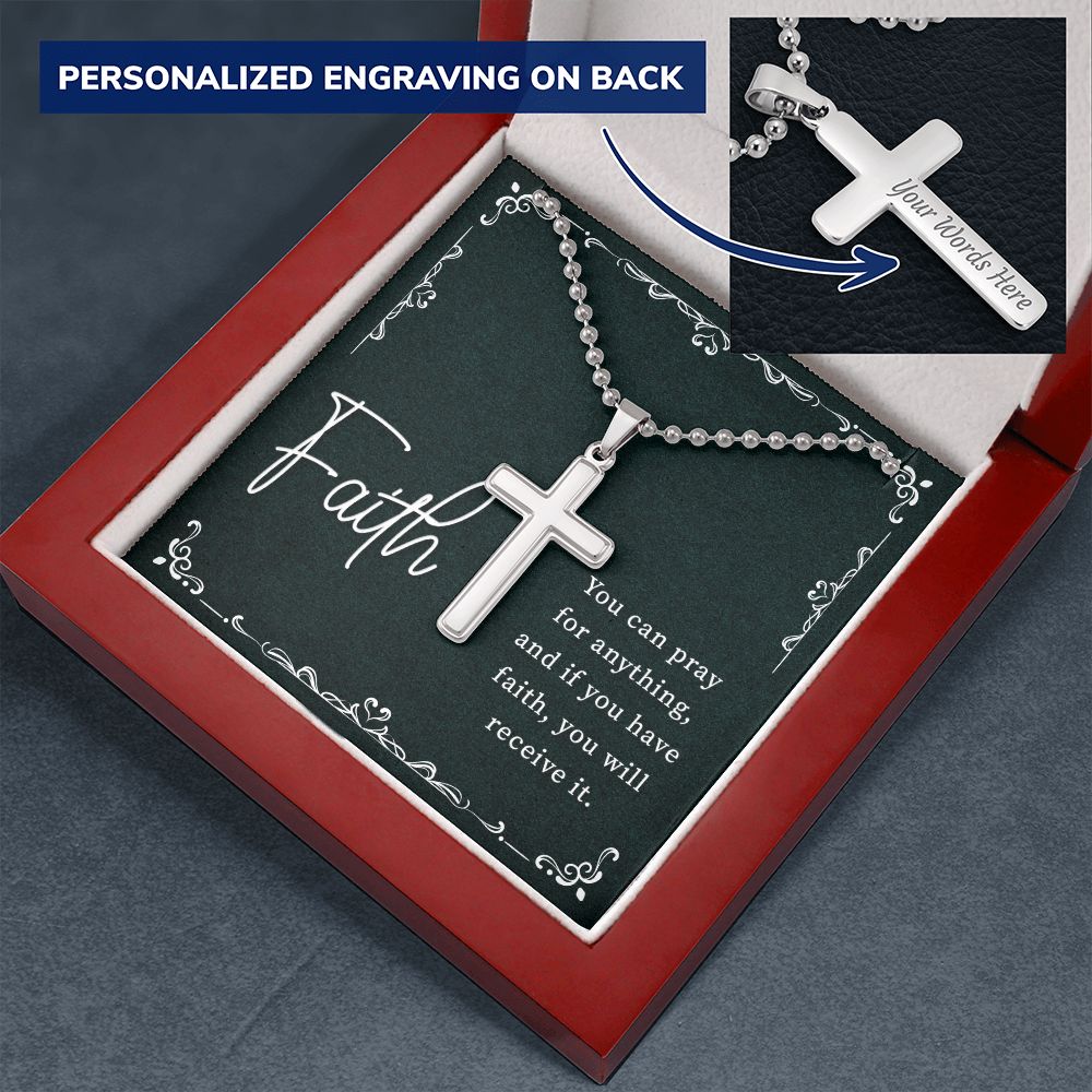 Personalized Cross With Ball Chain