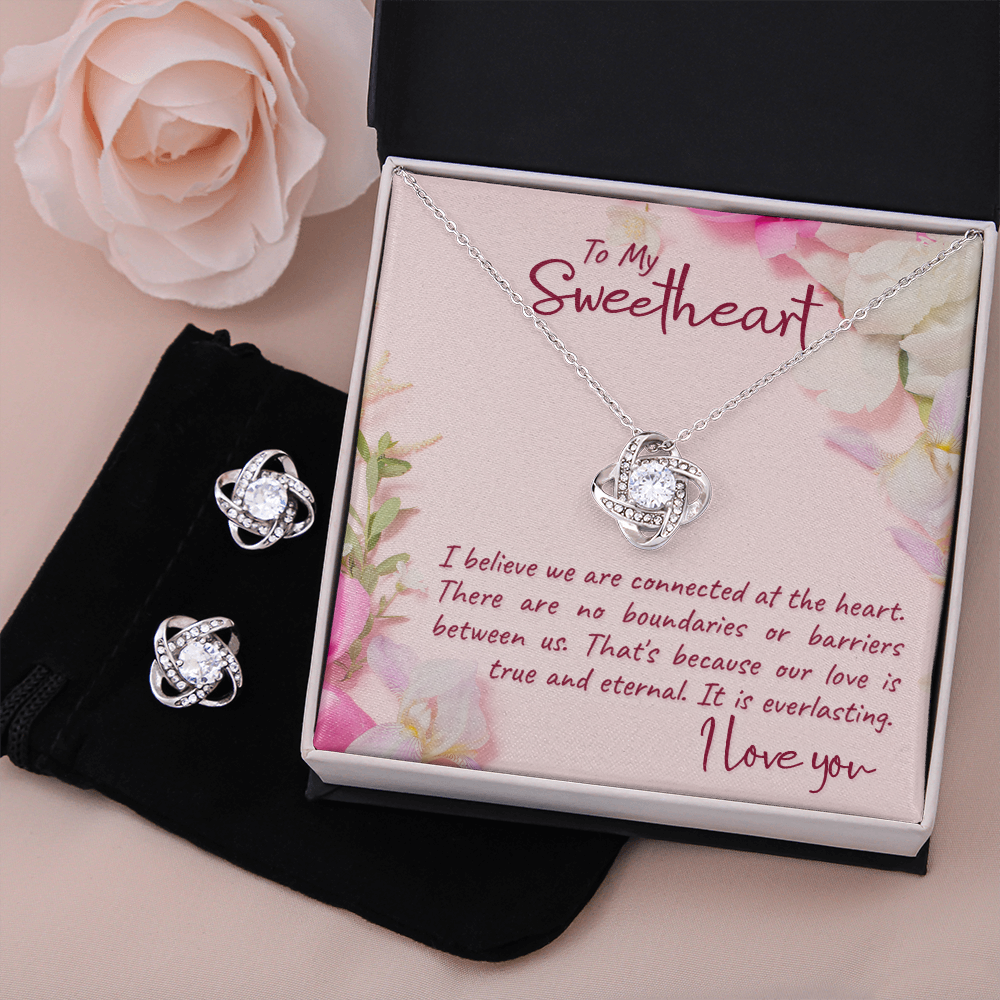 Love Knot Earring & Necklace Set For Sweetheart