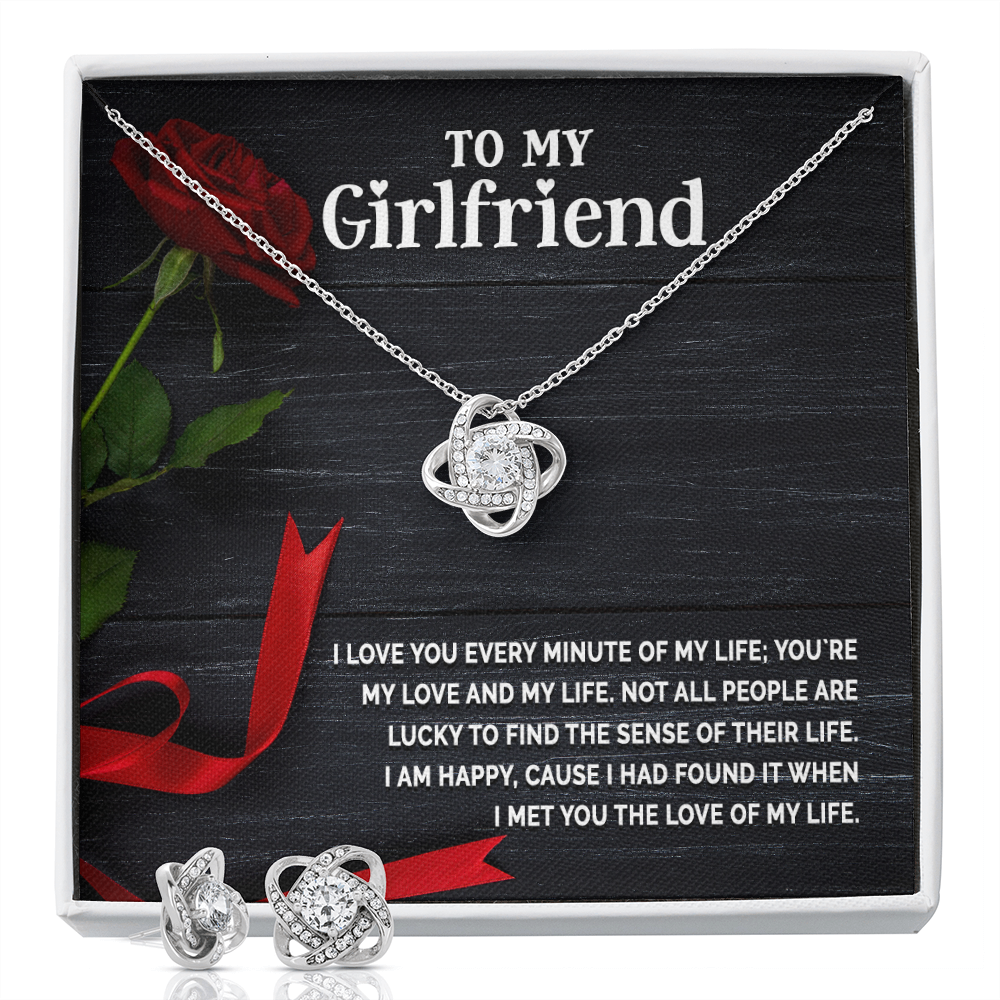 Love Knot Earring & Necklace Set For Girlfriend