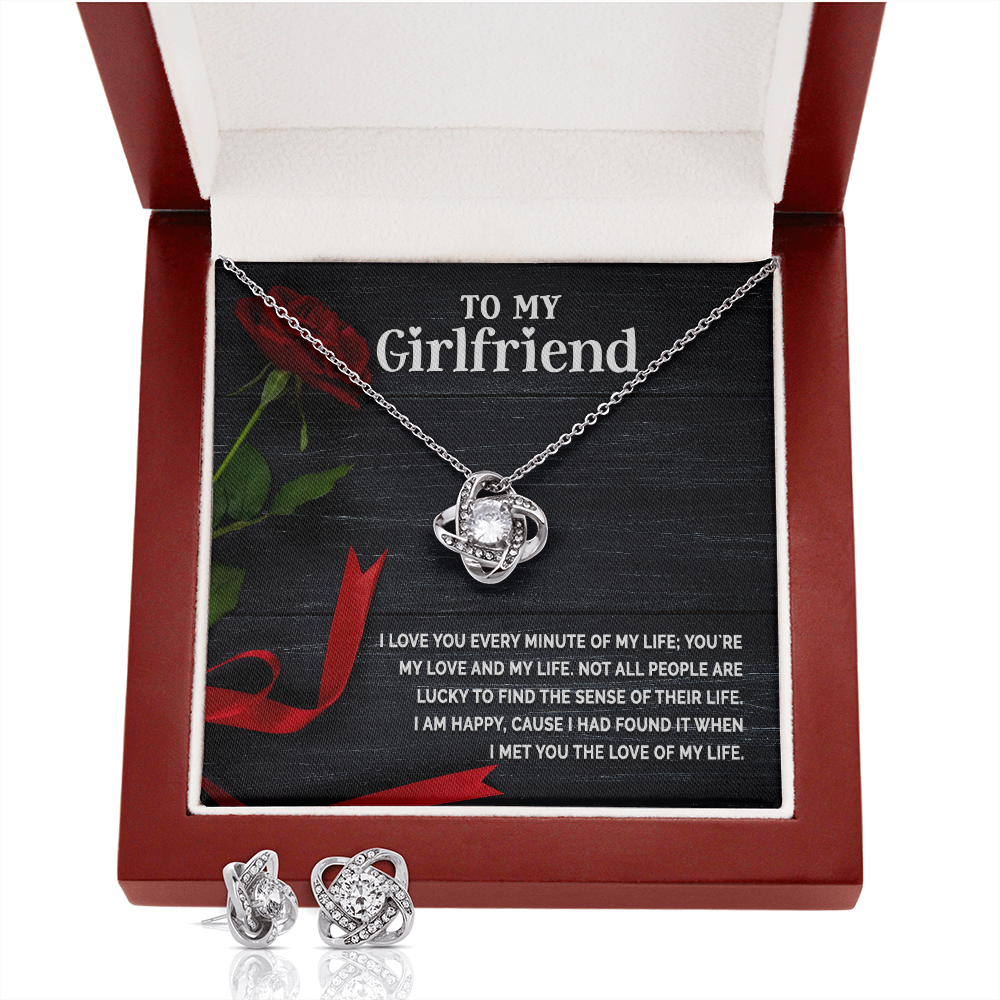 Love Knot Earring & Necklace Set For Girlfriend