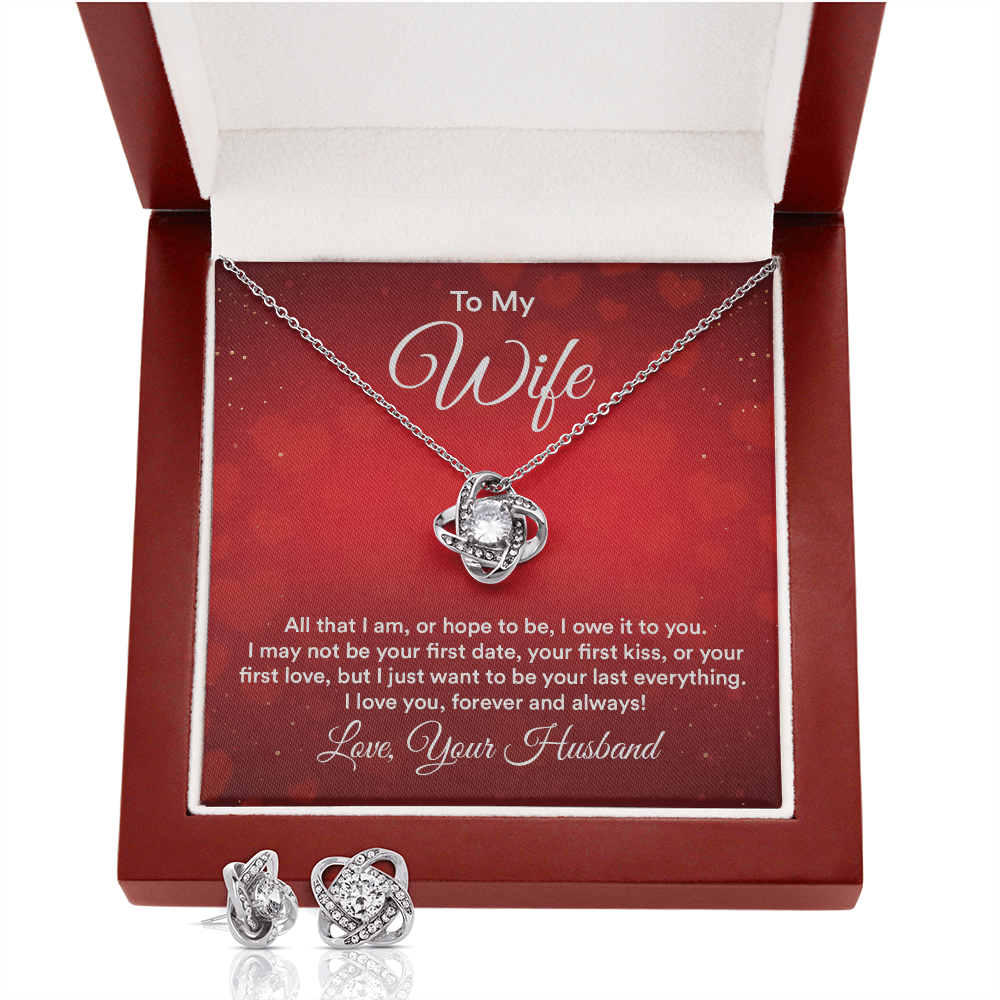 Love Knot Earring & Necklace Set For Wife