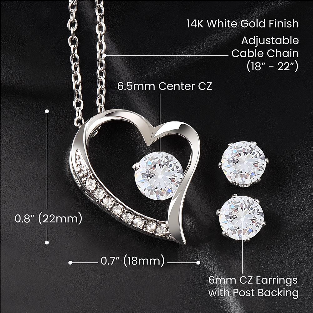 Forever Love Necklace and Cubic Earring Set