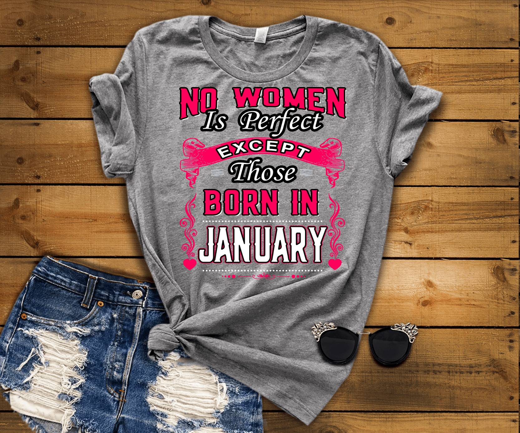 "Good Birthday Vibes For January Born Girls" Pack Of 6 Shirts