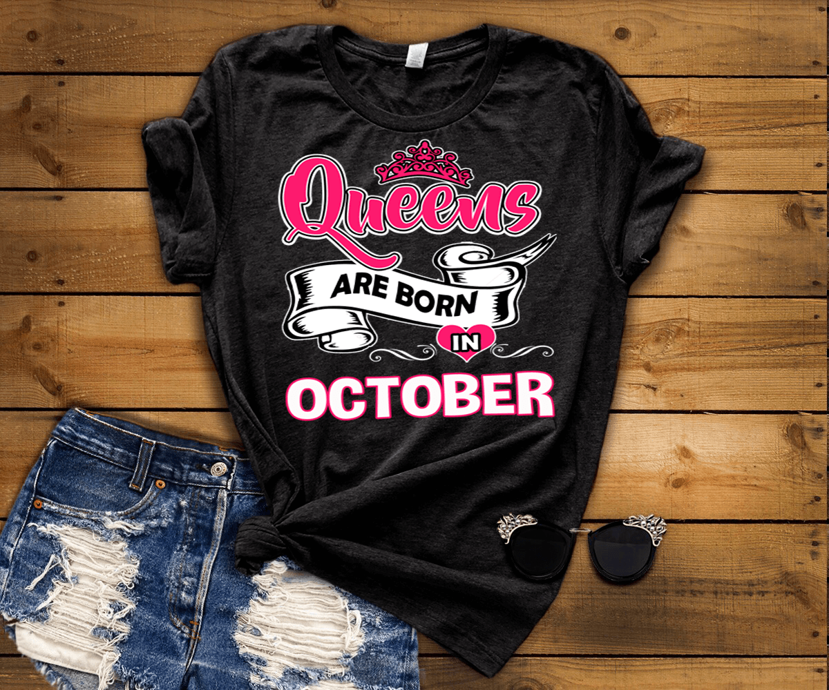 "Good Birthday Vibes For October Born Girls" Pack Of 6 Shirts